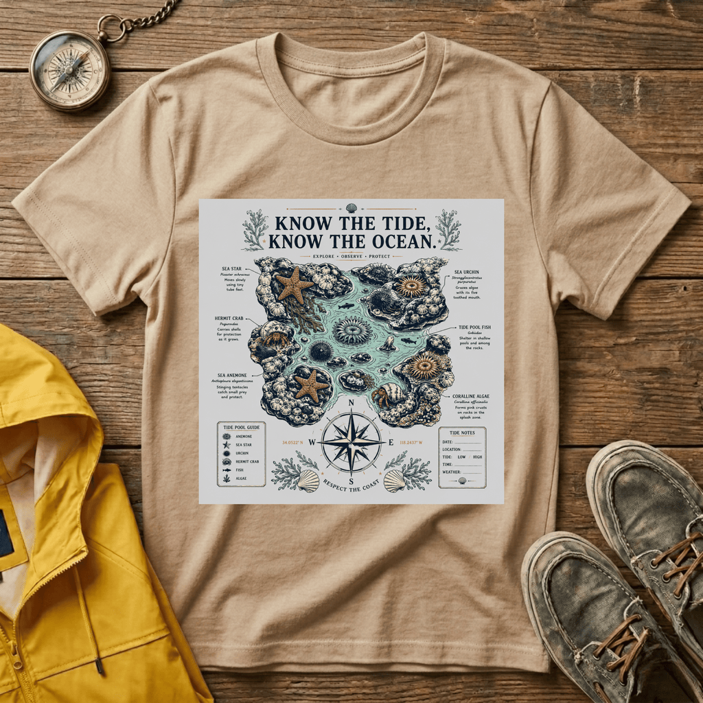 T-Shirt — "Know the Tide, Know the Ocean" Nautical Map Tee