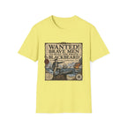 Wanted! Brave Men to Hunt the Pirate Blackbeard T-Shirt — Vintage Pirate Poster Tee