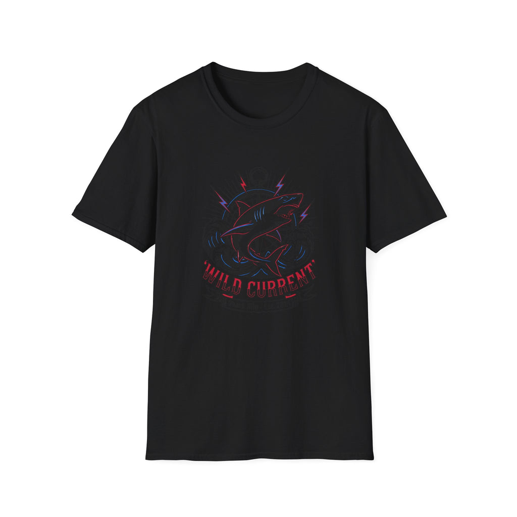 Shark "Wild Current" Graphic T-Shirt — Nautical Fishing Crew Tee