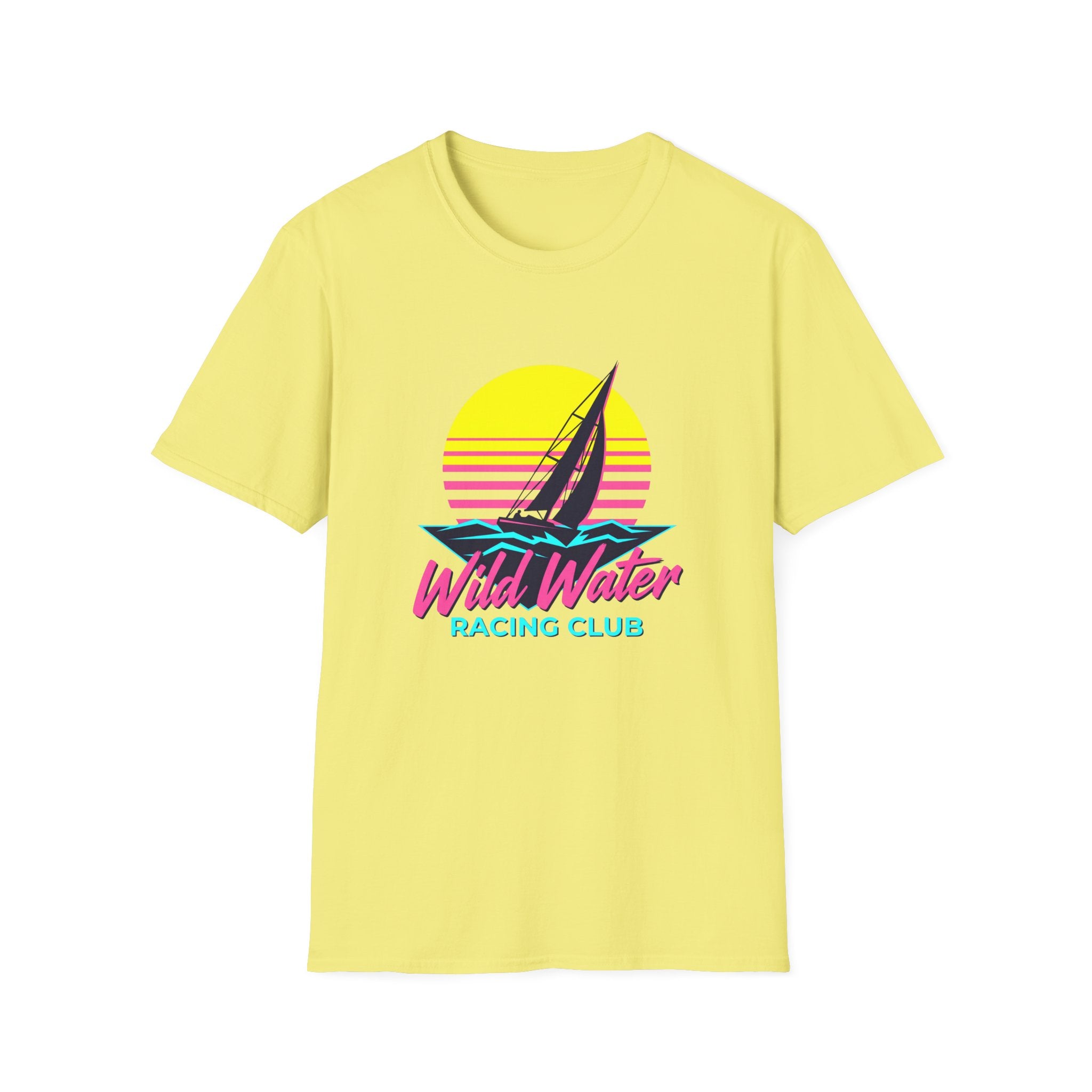 Sailboat Sunset T-Shirt — "Wild Water Racing Club" Retro Nautical Tee