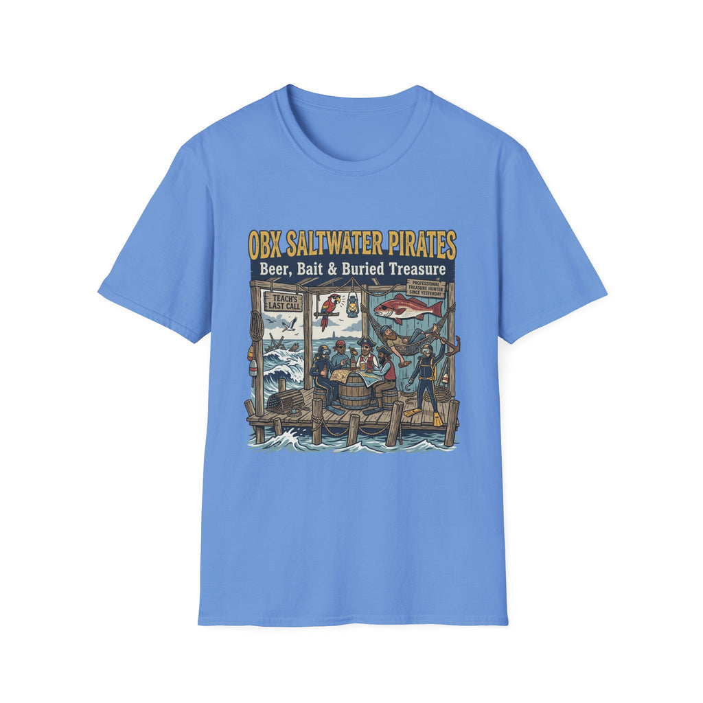 OBX Saltwater Pirates T-Shirt — "Beer, Bait & Buried Treasure" Coastal Fishing Tee