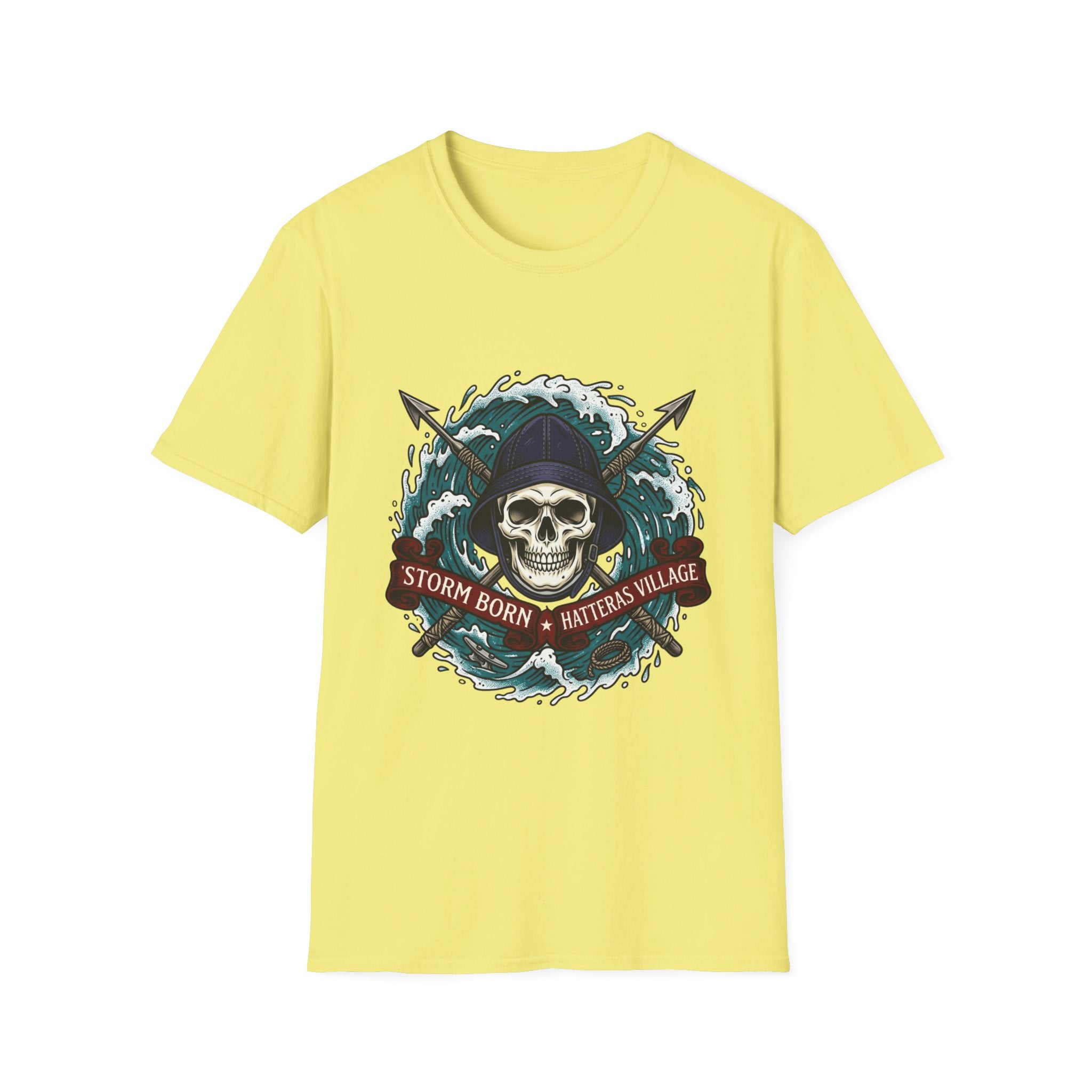 Skull Mariner T-Shirt — "Storm Born, Hatteras Village" Nautical Graphic Tee