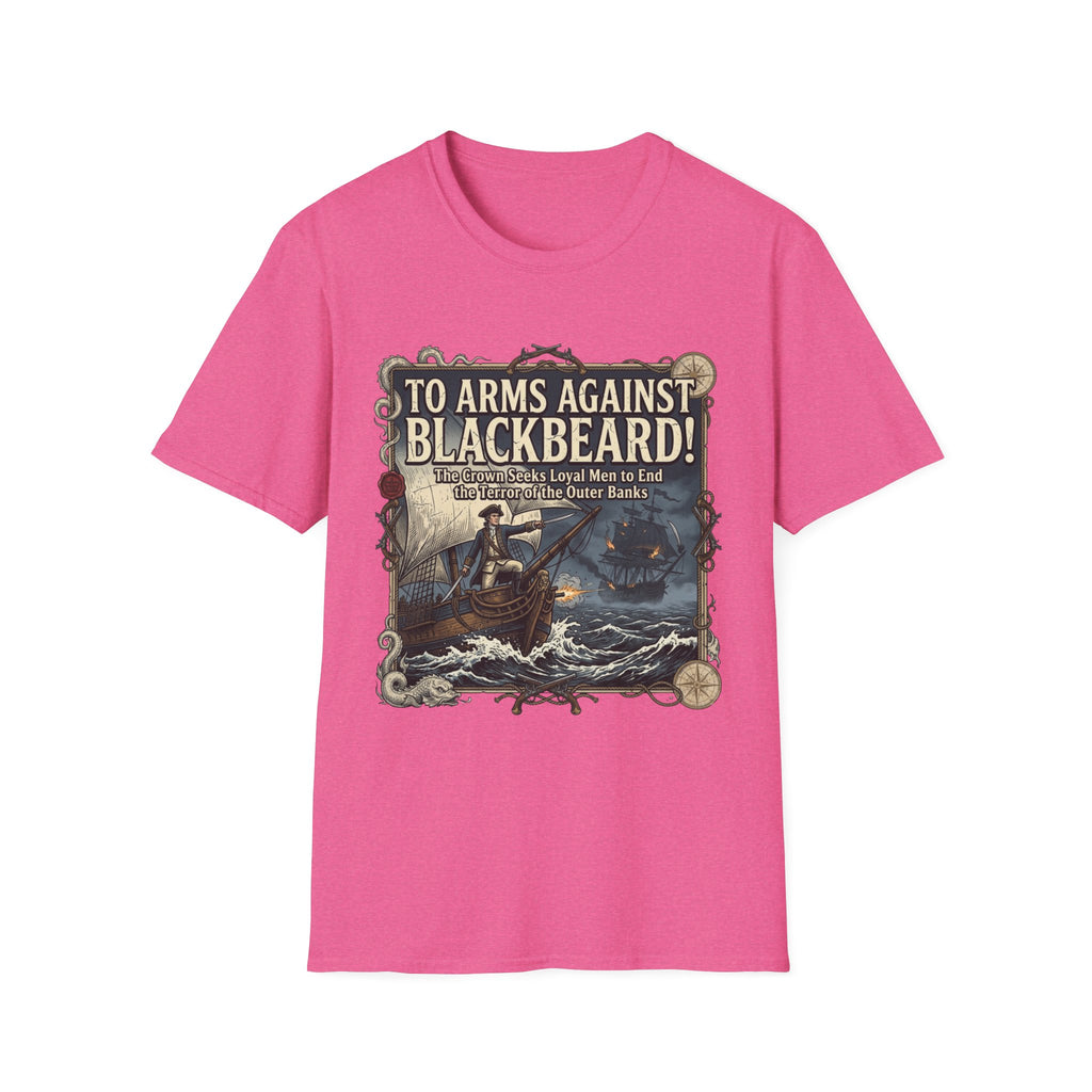 To Arms Against Blackbeard T-Shirt — Vintage Pirate Poster Tee