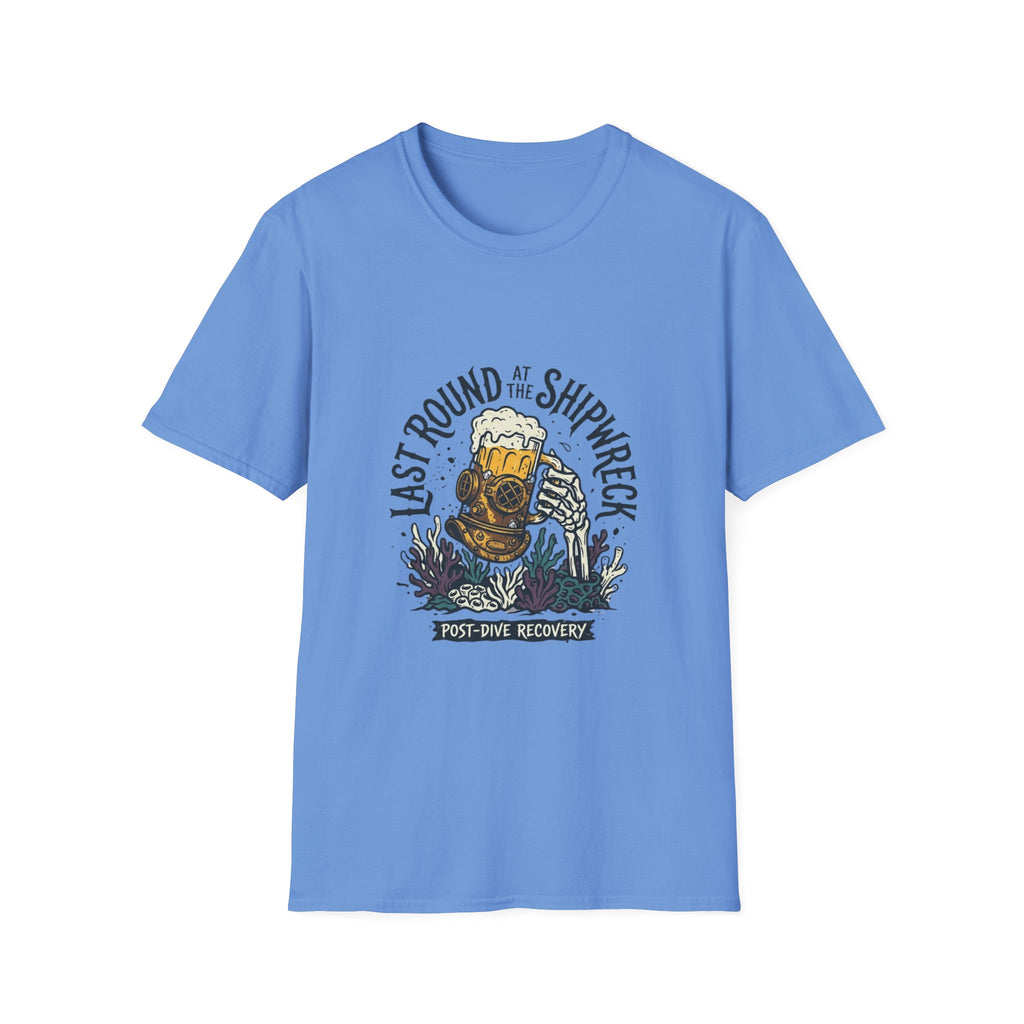 Shipwreck Dive T-Shirt — "Last Round at the Shipwreck" Beer & Scuba Graphic Tee