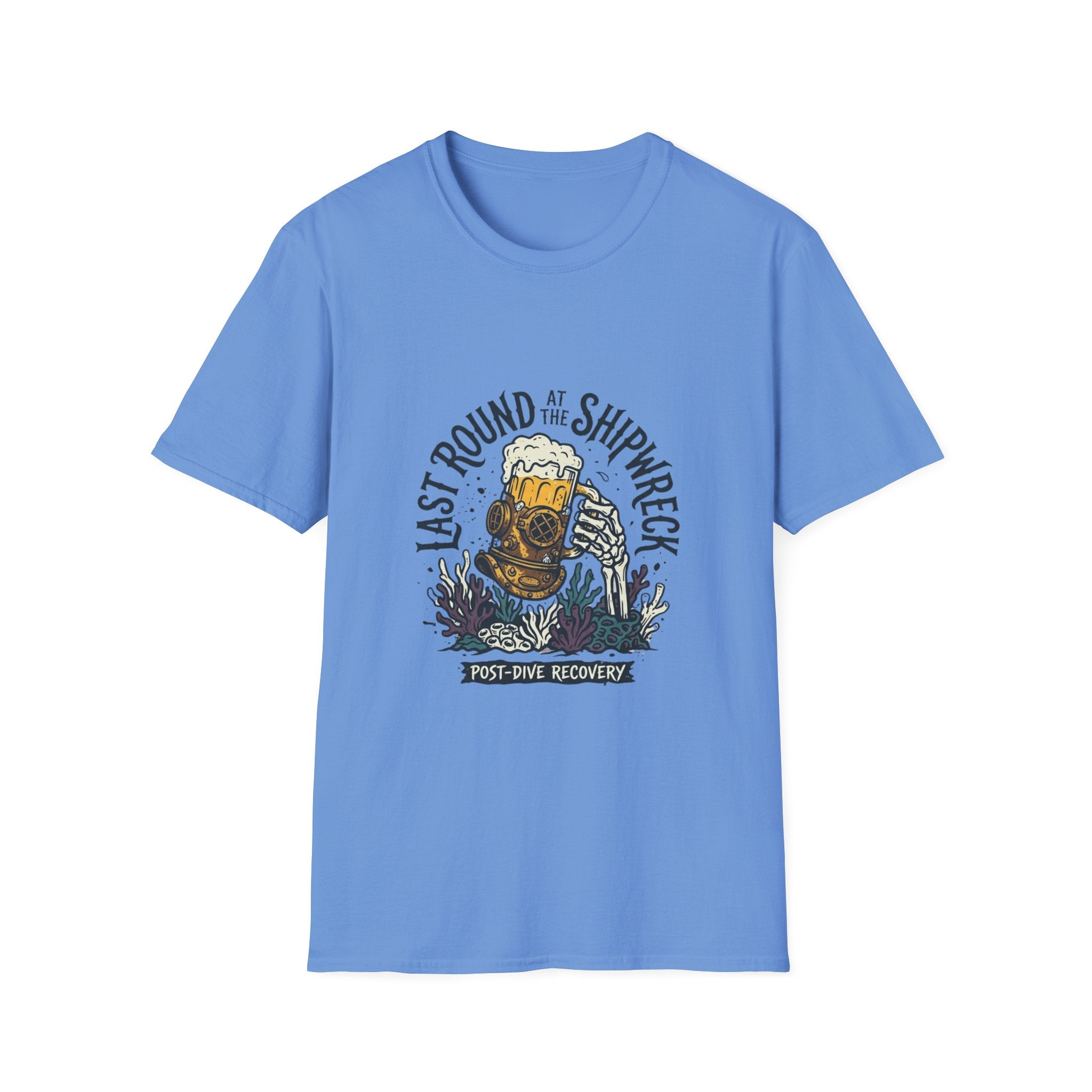 Shipwreck Dive T-Shirt — "Last Round at the Shipwreck" Beer & Scuba Graphic Tee
