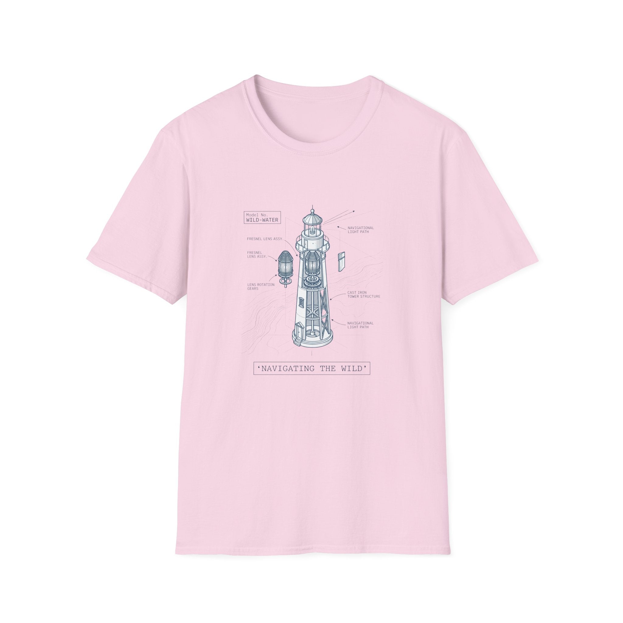 T-Shirt - Nautical Lighthouse Blueprint Tee (Sailor Coast Maritime Design)