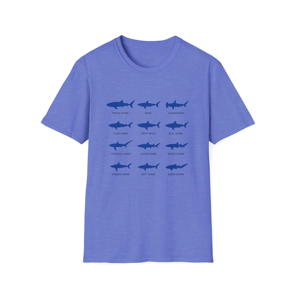 Shark Species Chart T-Shirt – Illustrated Blue Sharks Tee