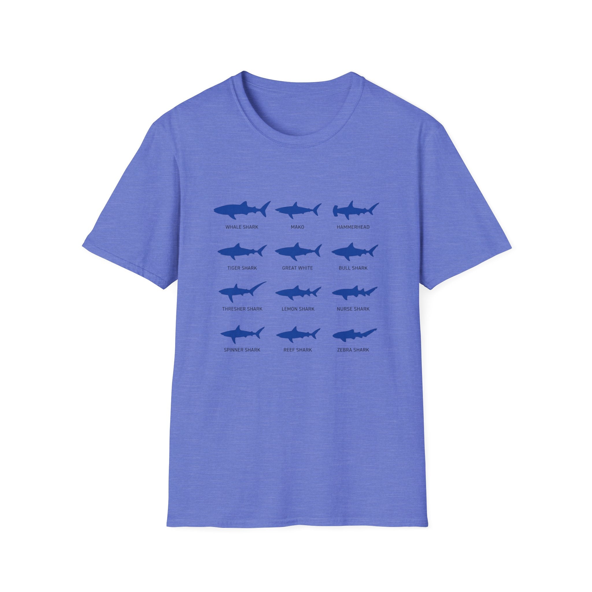 Shark Species Chart T-Shirt – Illustrated Blue Sharks Tee
