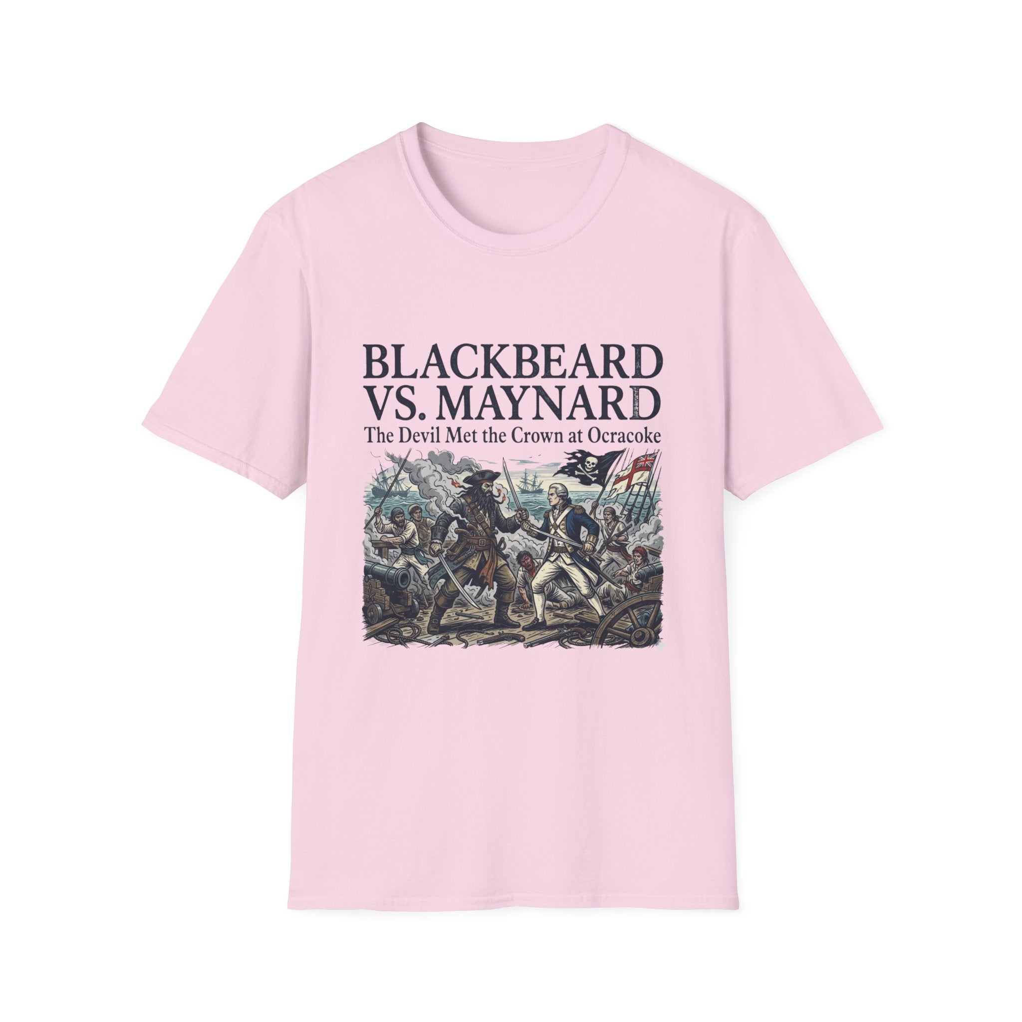 Blackbeard vs. Maynard T‑Shirt — "The Devil Met the Crown at Ocracoke" Historical Pirate Battle Tee