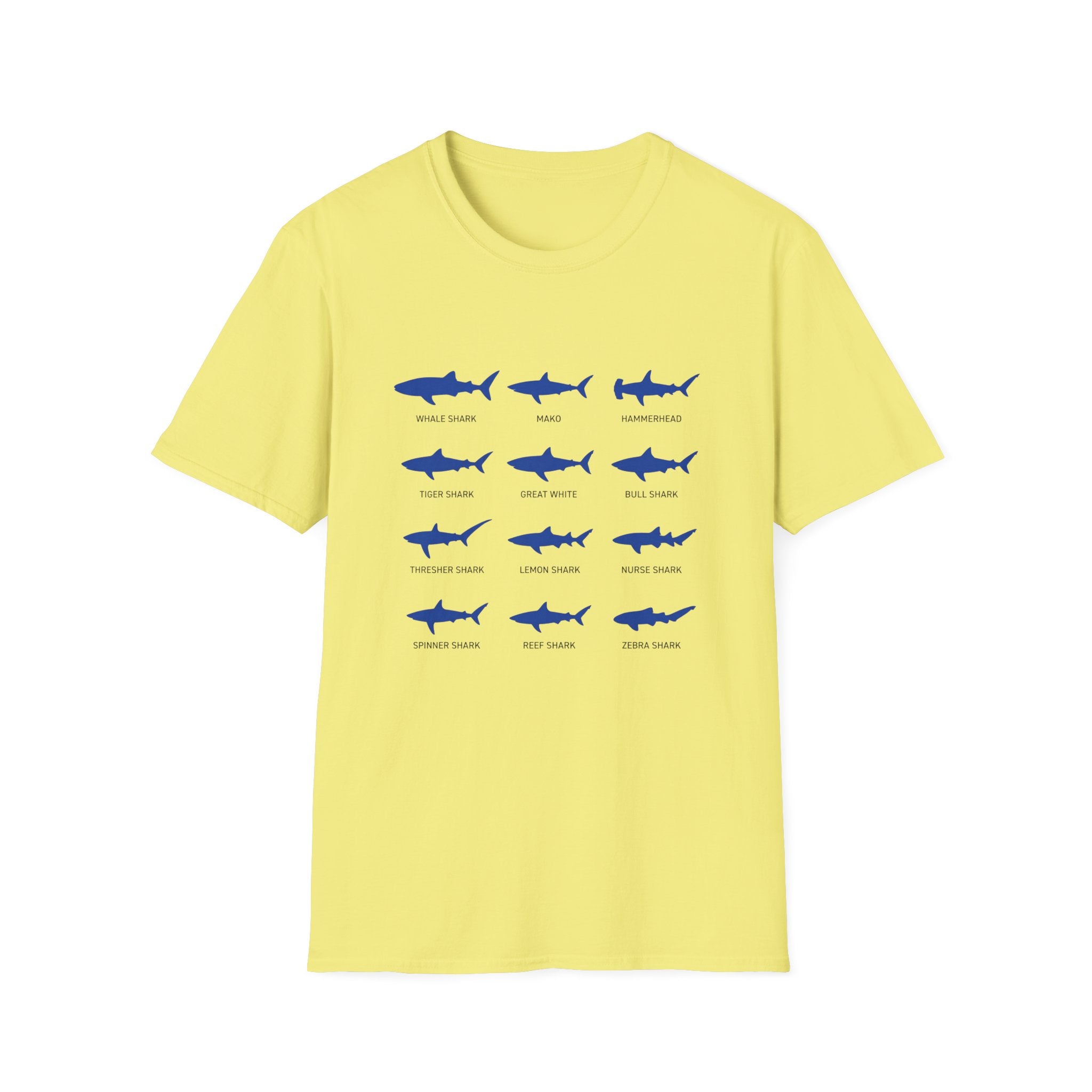 Shark Species Chart T-Shirt – Illustrated Blue Sharks Tee