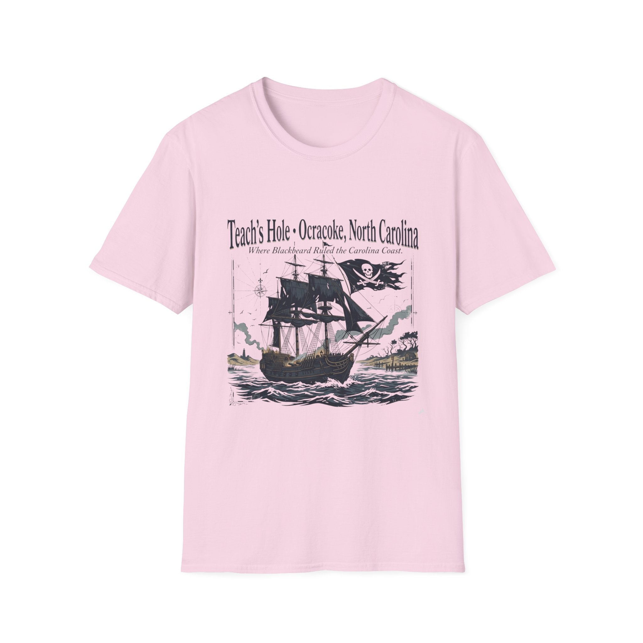 Teach's Hole Ocracoke, North Carolina T-Shirt — Blackbeard Pirate Ship Coastal Souvenir