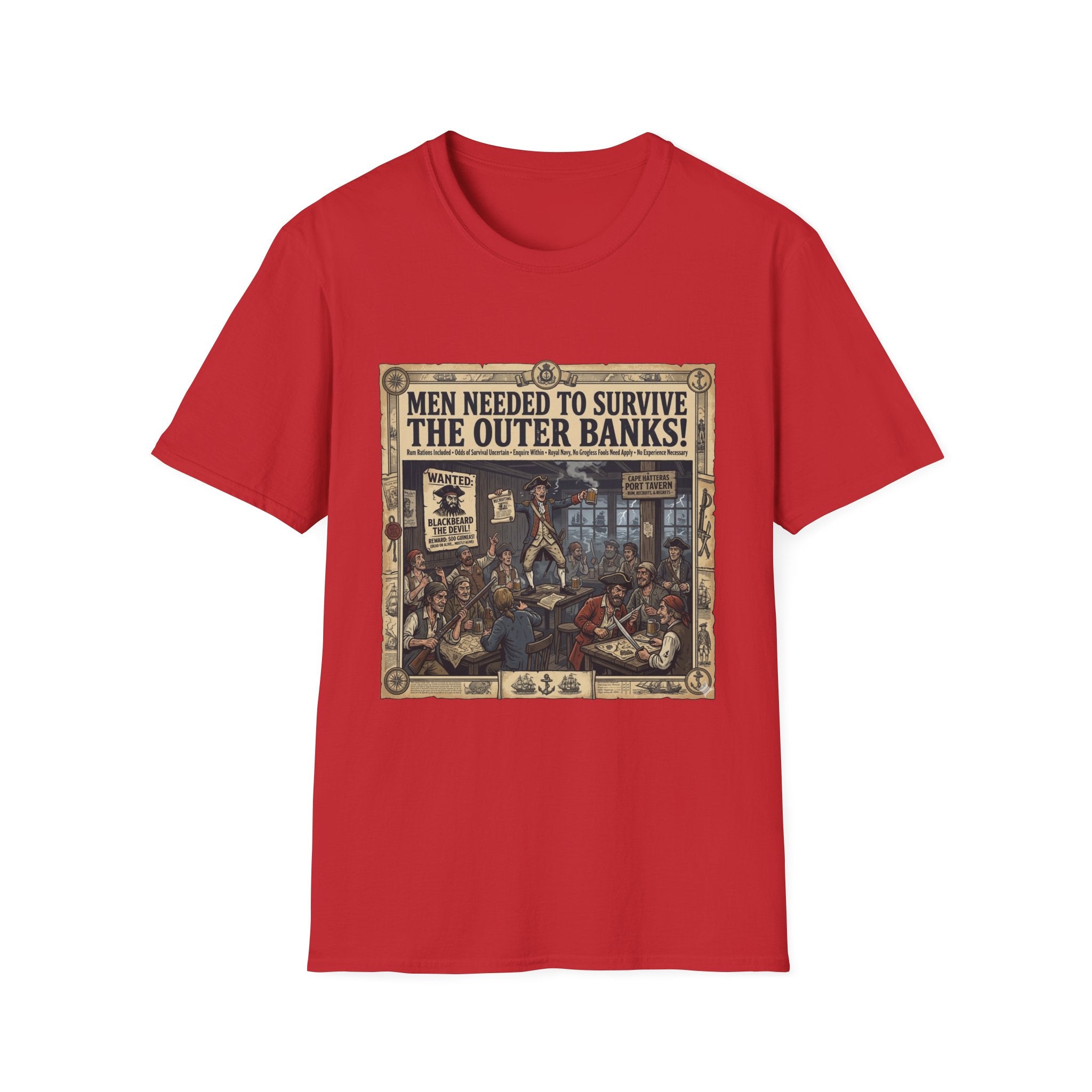 Outer Banks Wanted Poster T-Shirt — "Men Needed to Survive the Outer Banks!" Vintage Nautical Tee