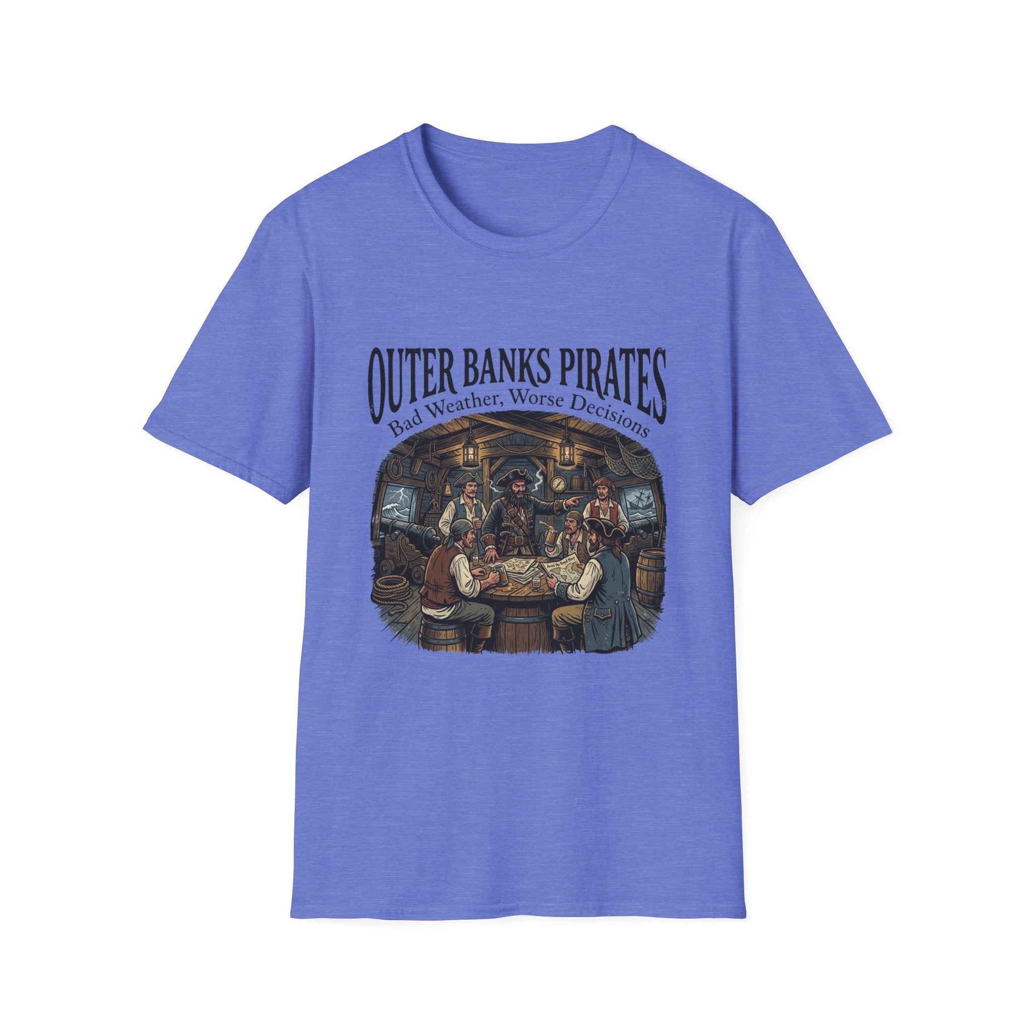 Outer Banks Pirates T-Shirt — "Bad Weather, Worse Decisions" Nautical Pirate Crew Tee