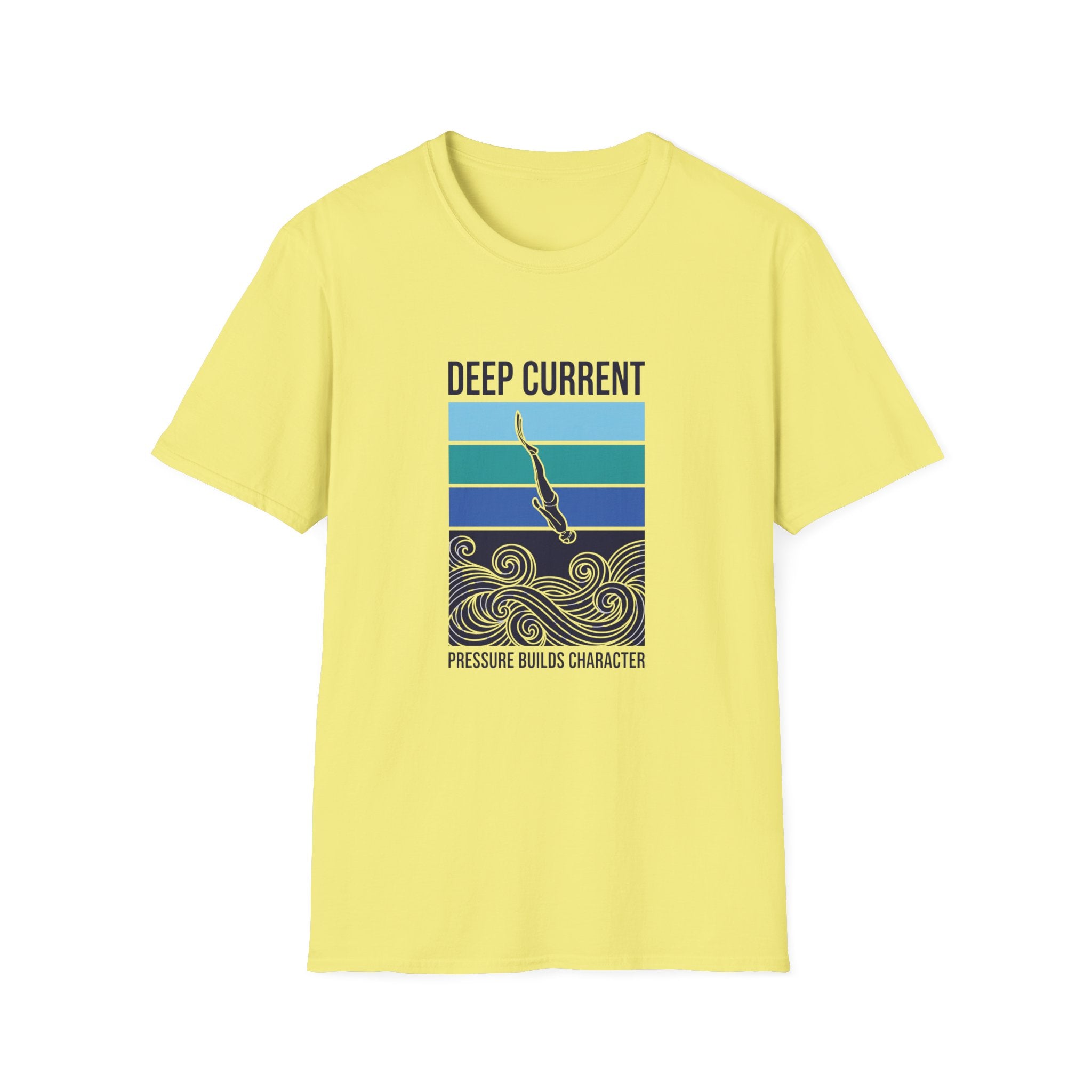 Deep Current Graphic T-Shirt — 'Pressure Builds Character' Ocean Diver Tee