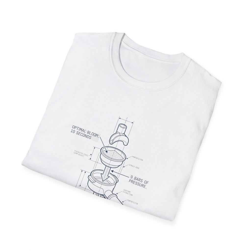 Coffee Diagram T-Shirt — "The Science of the Sip" Espresso Blueprint Tee