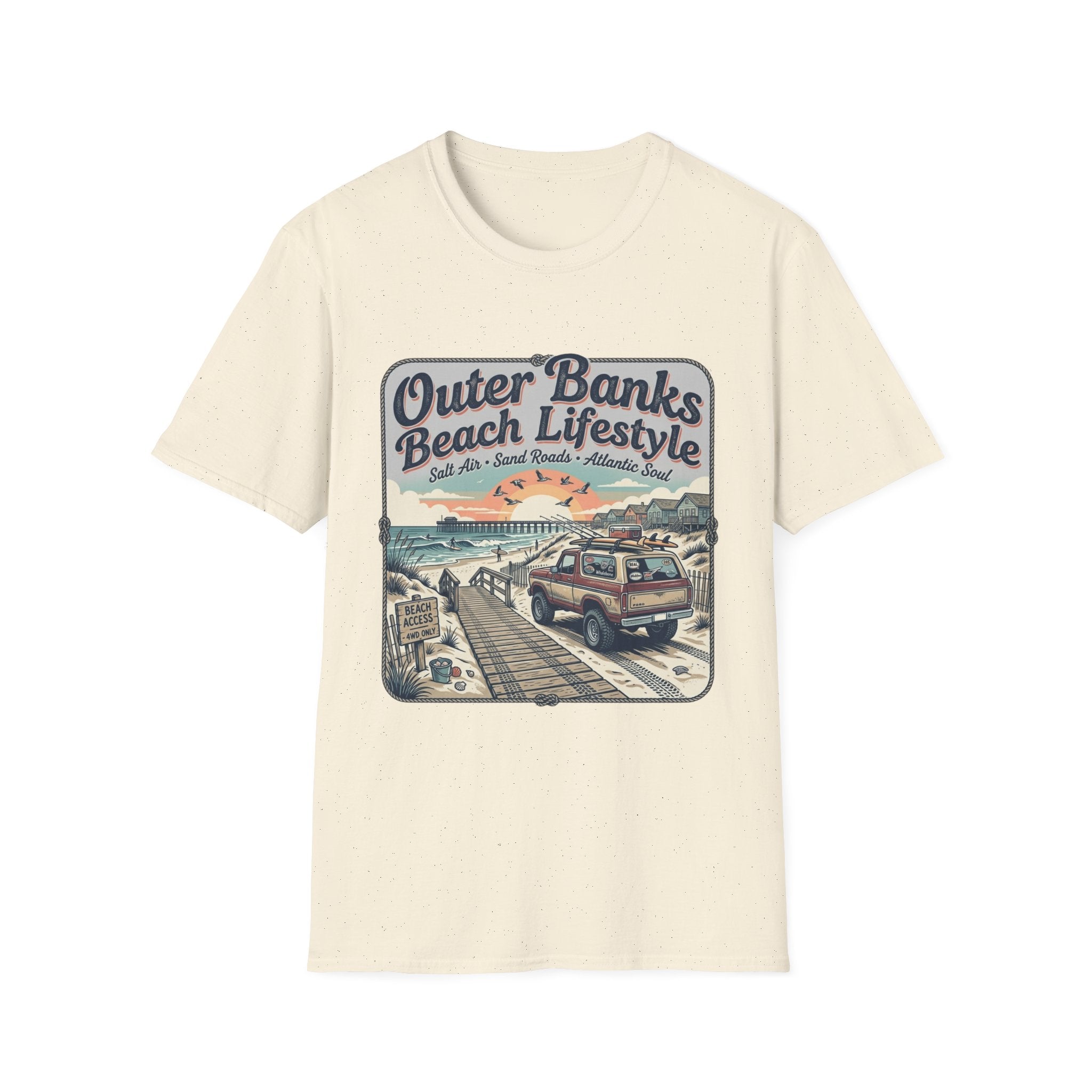 Outer Banks Beach Lifestyle T-Shirt — Vintage Coastal Surf & Sand Graphic Tee