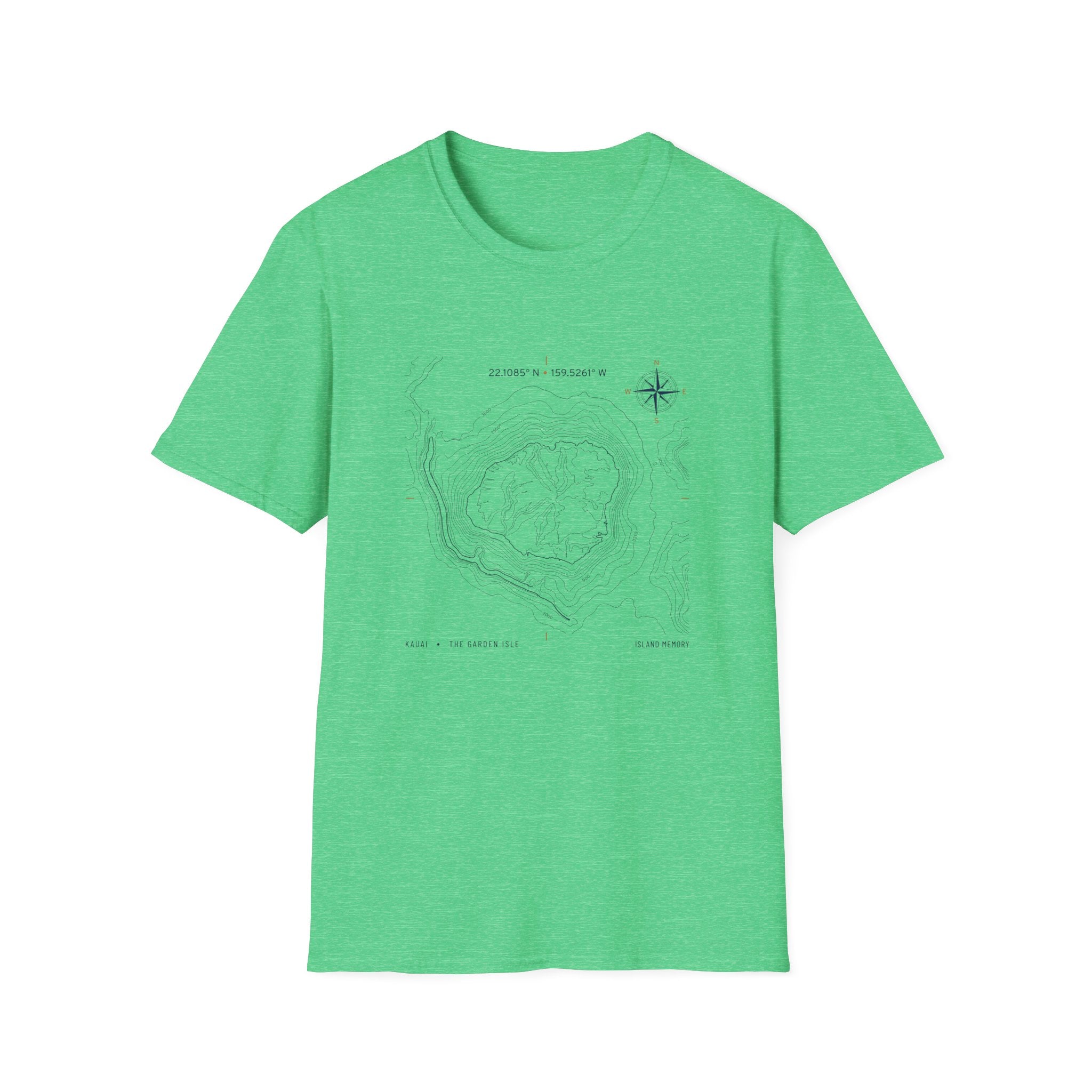 Island Map T-Shirt — Minimal Nautical Compass Tee