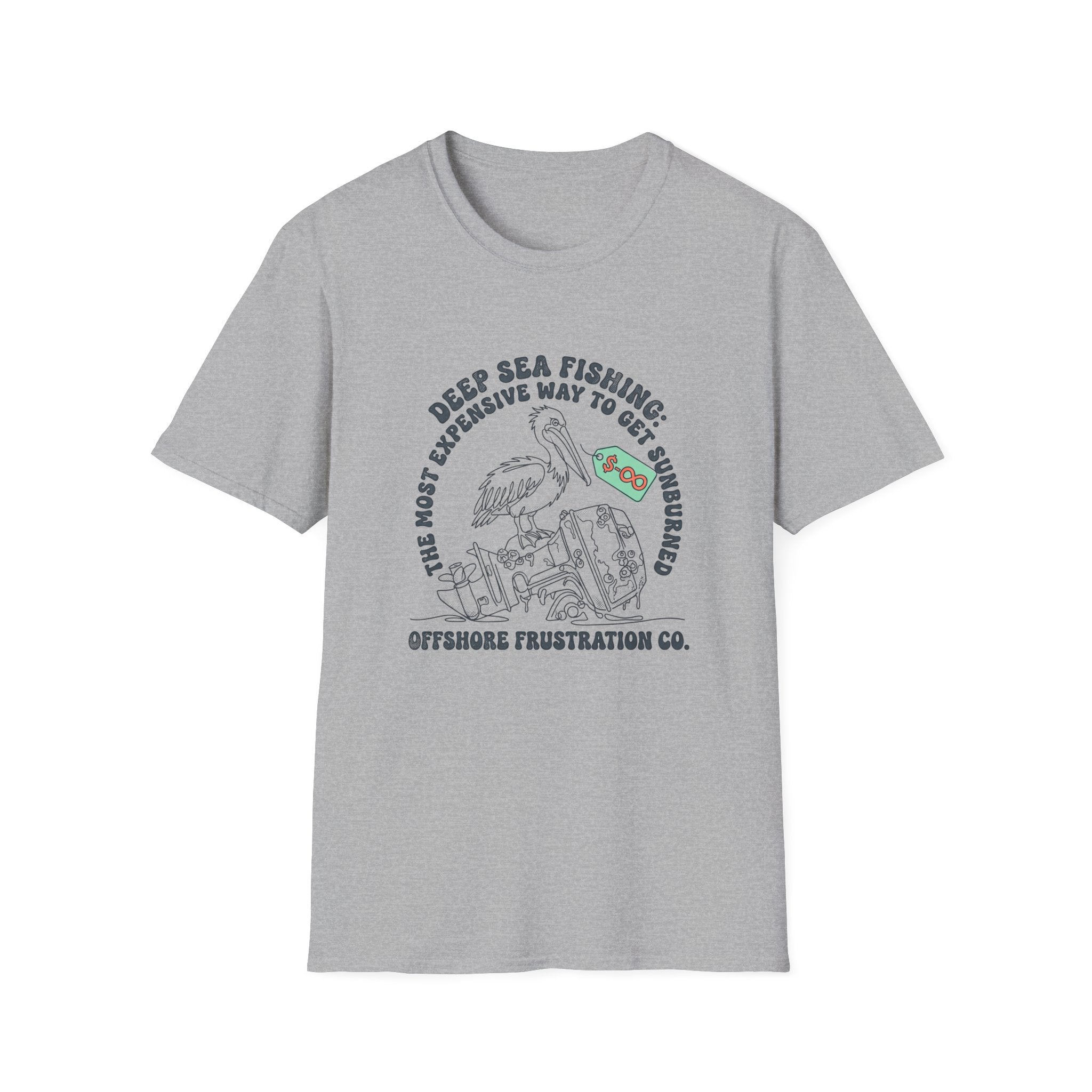 Fishing T-Shirt — “Deep Sea Fishing: The Most Expensive Way to Get Sunburned” Vintage Offshore Graphic