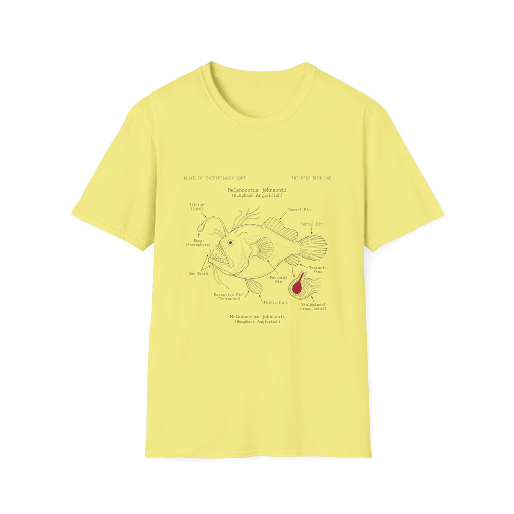 Anglerfish Anatomy Tee — Scientific Diagram Fish T-Shirt with “Anatomy of an Anglerfish” Design