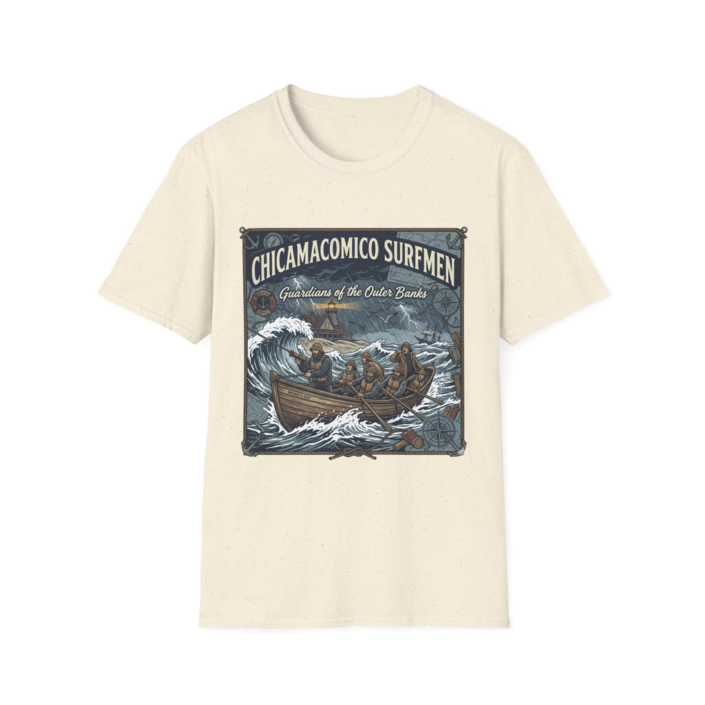 Chicamacomico Surfmen T‑Shirt — "Guardians of the Outer Banks" Vintage Surf Rescue Tee