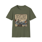 Wanted! Brave Men to Hunt the Pirate Blackbeard T-Shirt — Vintage Pirate Poster Tee