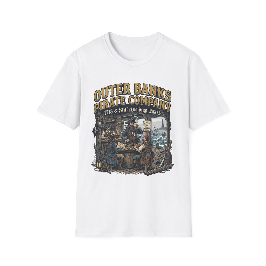 Outer Banks Pirate Company T-Shirt — "1718 & Still Avoiding Taxes" Vintage Nautical Tee