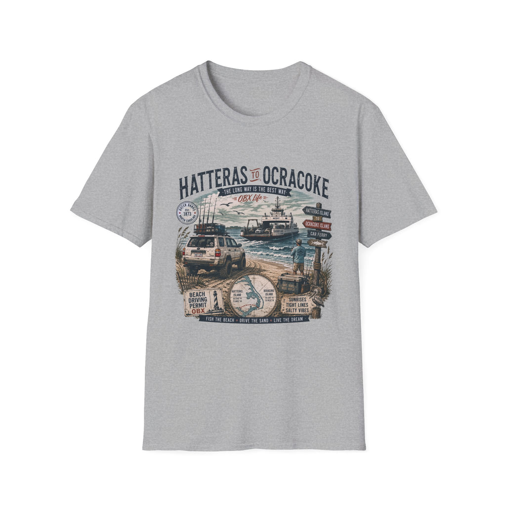 Outer Banks Road Trip T‑Shirt — Hatteras to Ocracoke Coastal Vintage Design