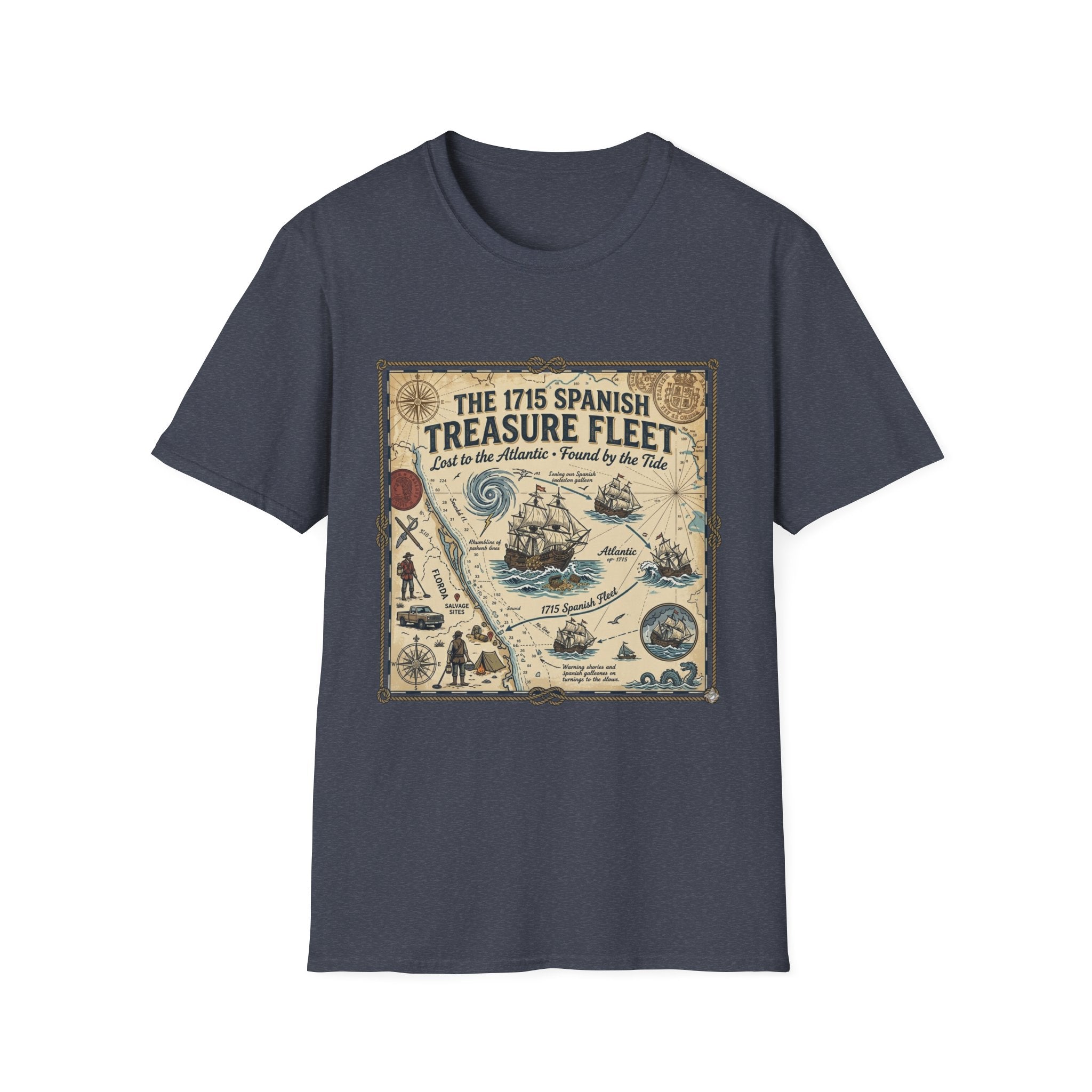 Treasure Fleet T-Shirt — 1715 Spanish Shipwreck Map Vintage Dive Tee