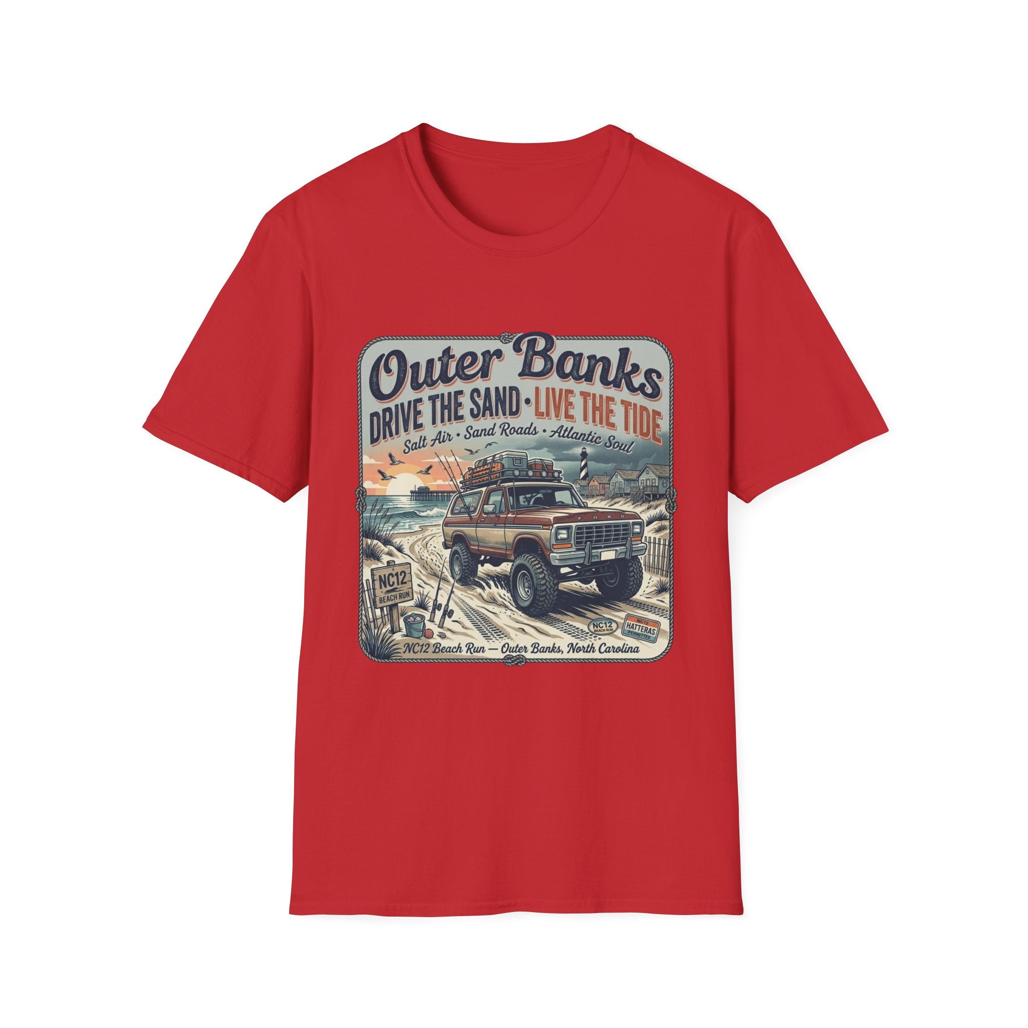 Outer Banks T-Shirt — "Drive the Sand • Live the Tide" Vintage Beach Tee