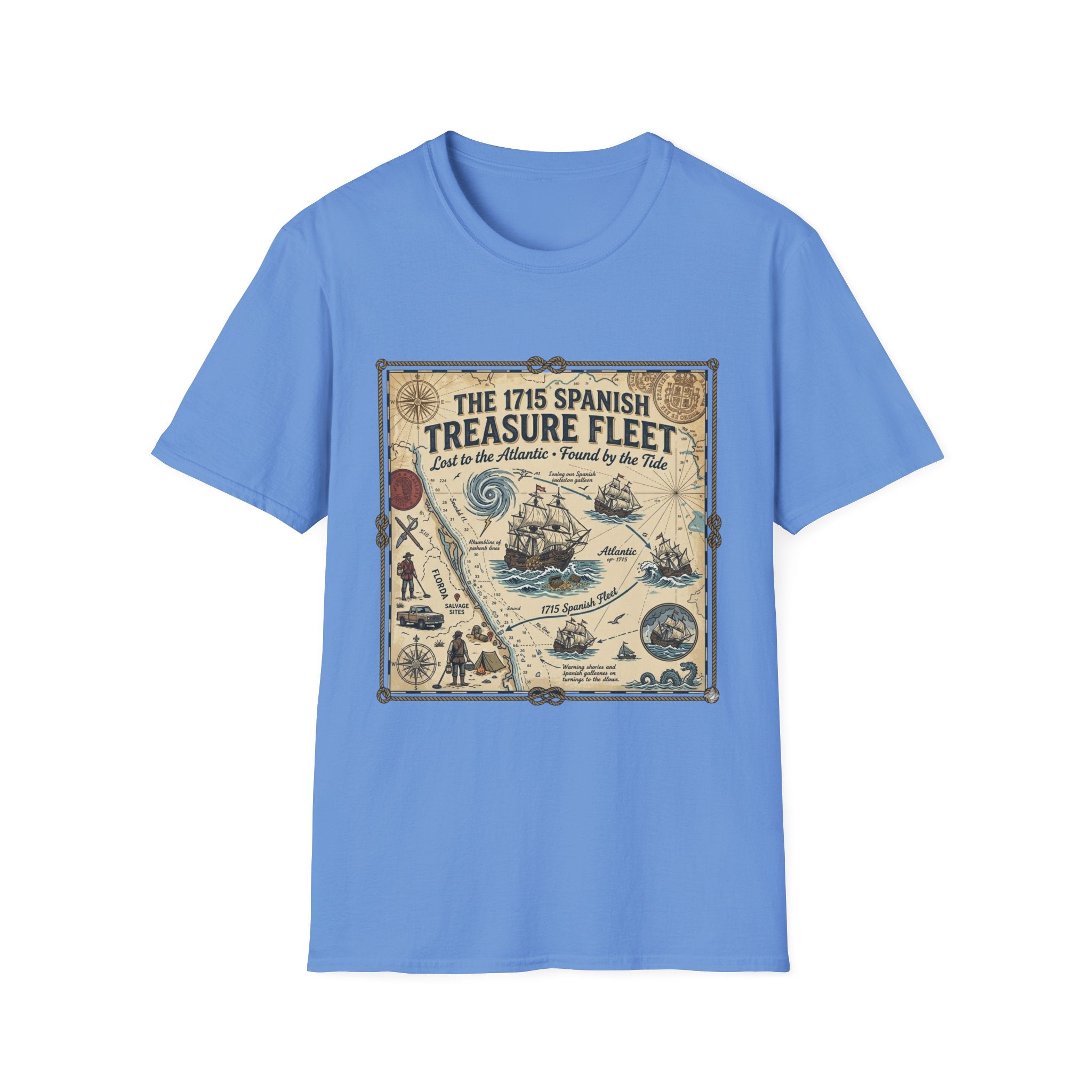 Treasure Fleet T-Shirt — 1715 Spanish Shipwreck Map Vintage Dive Tee