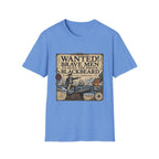 Wanted! Brave Men to Hunt the Pirate Blackbeard T-Shirt — Vintage Pirate Poster Tee