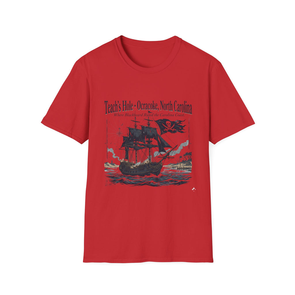 Teach's Hole Ocracoke, North Carolina T-Shirt — Blackbeard Pirate Ship Coastal Souvenir