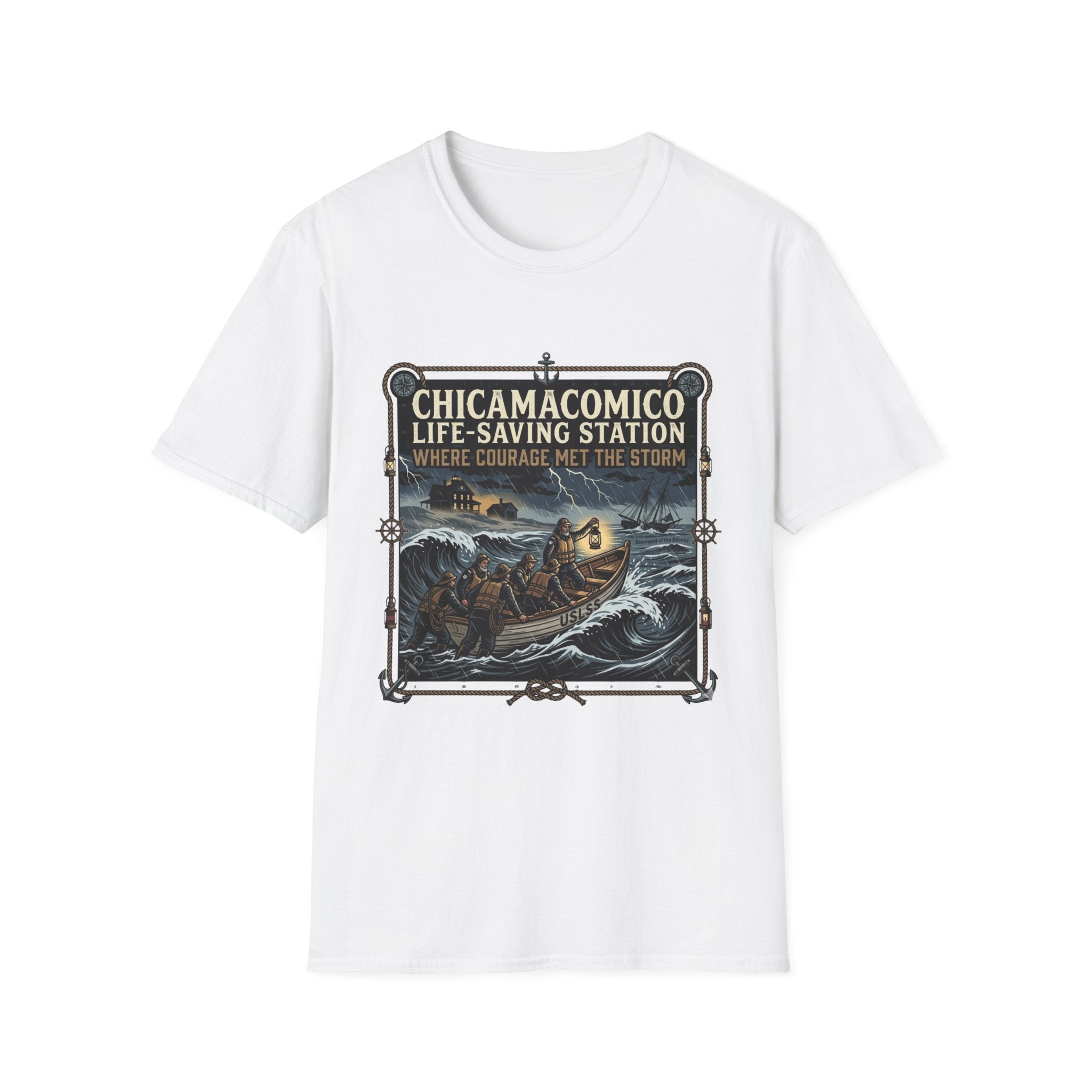Chicamacomico Life‑Saving Station T-Shirt — 'Where Courage Met the Storm' Vintage Rescue Tee