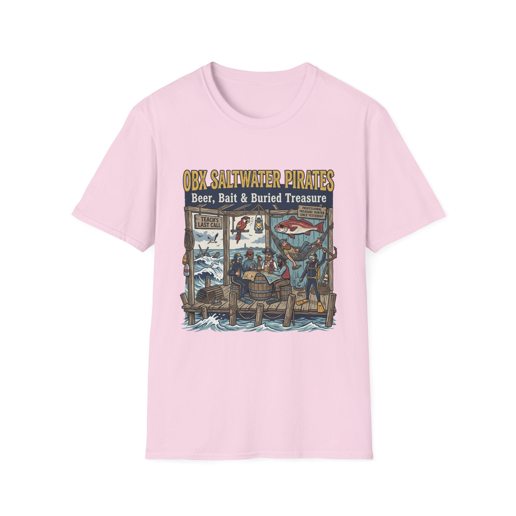 OBX Saltwater Pirates T-Shirt — Beer, Bait & Buried Treasure Coastal Tee