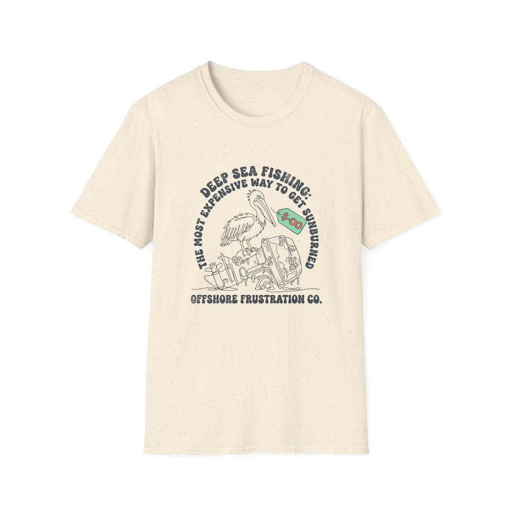 Fishing T-Shirt — “Deep Sea Fishing: The Most Expensive Way to Get Sunburned” Vintage Offshore Graphic