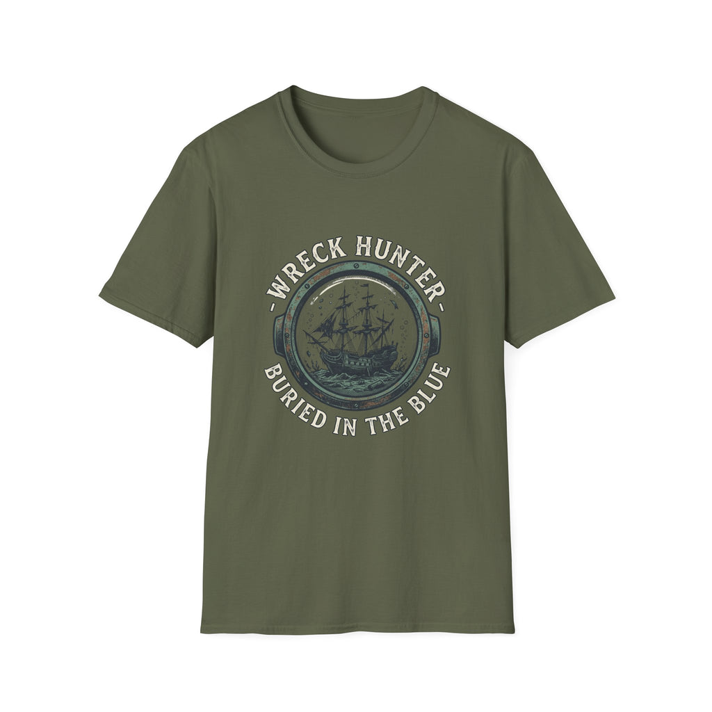 Wreck Hunter T‑Shirt — 'Buried in the Blue' Vintage Shipwreck Design