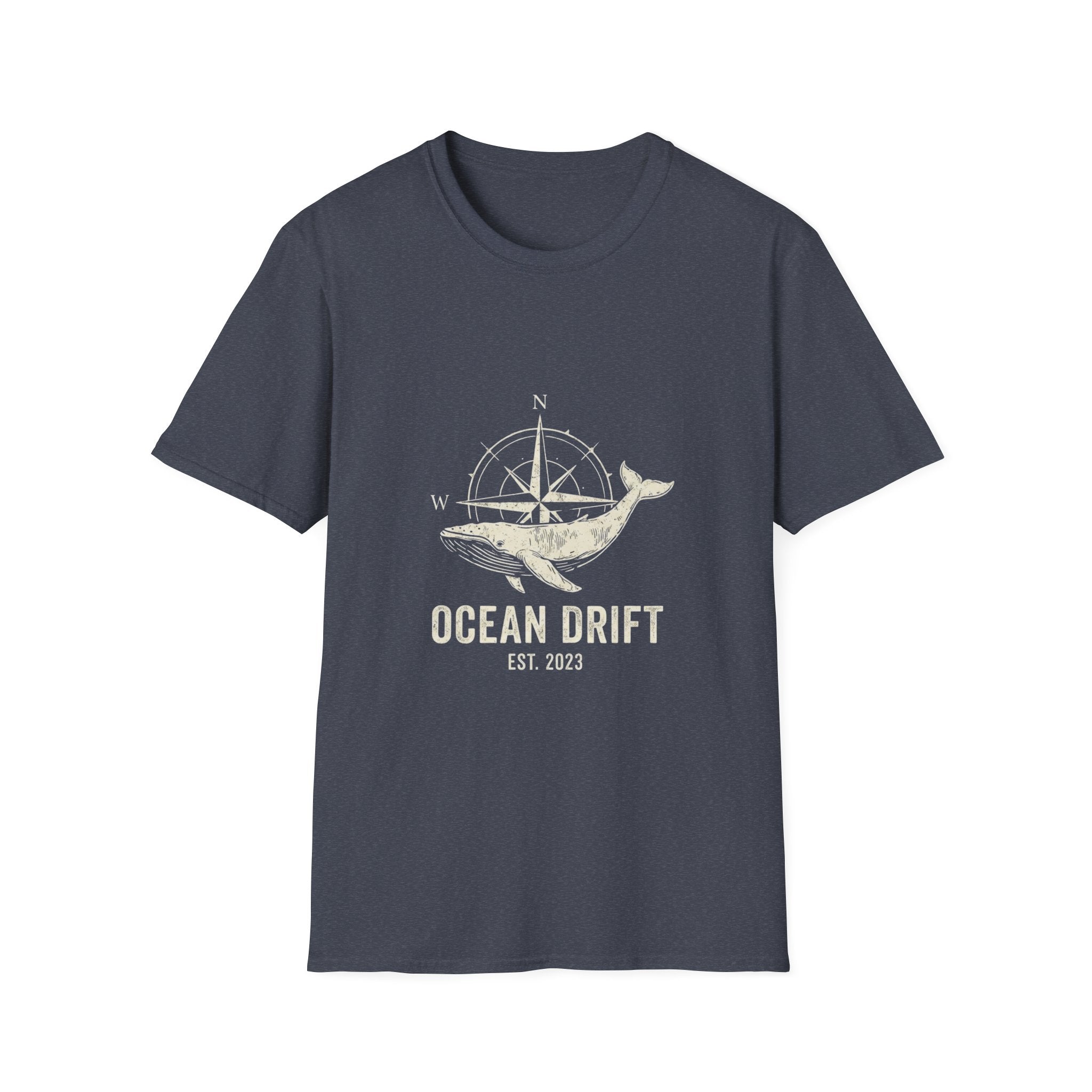 Ocean Drift Whale Compass T-Shirt — Nautical Adventure Graphic Tee