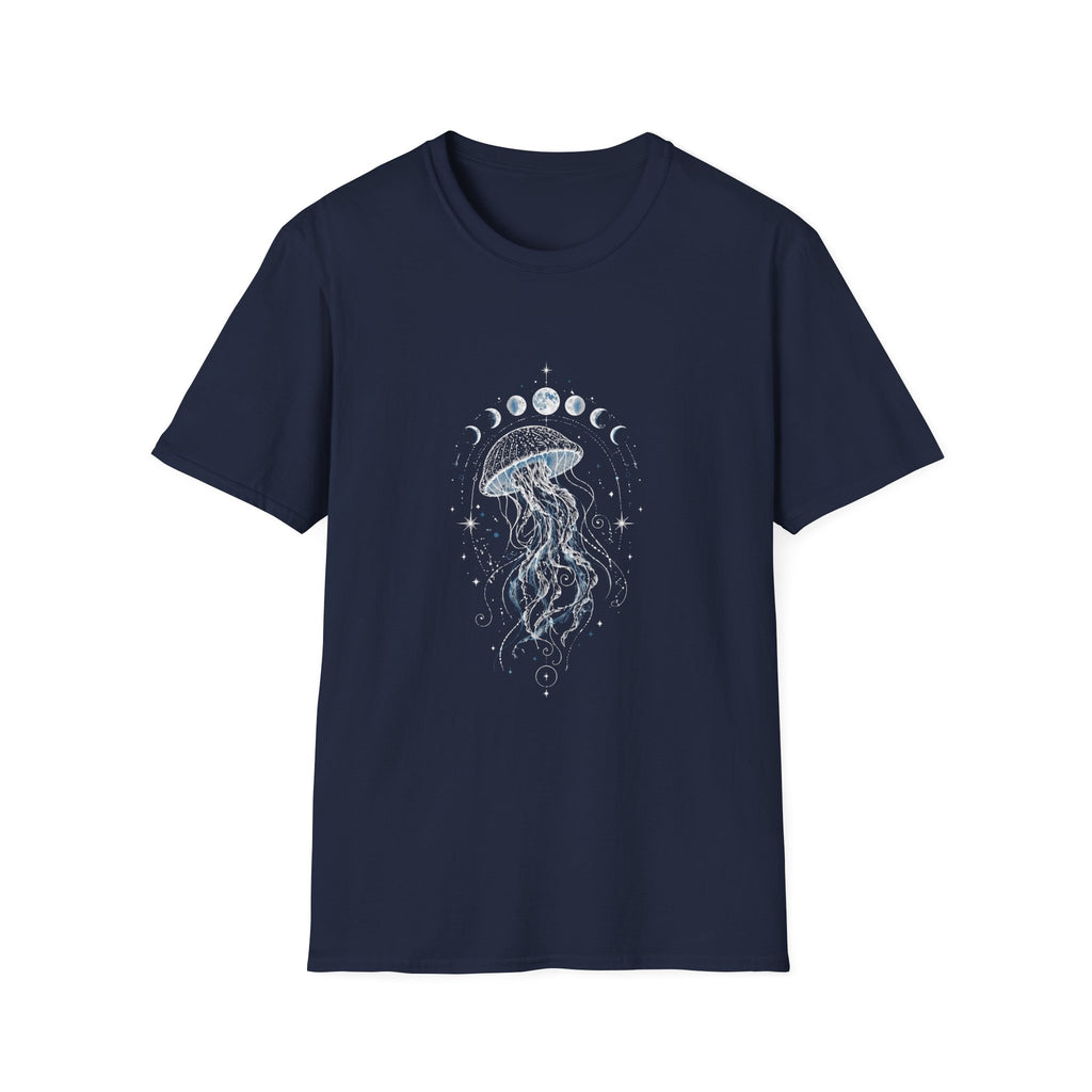 Moon Phase Jellyfish T-Shirt - Celestial Ocean Graphic Tee