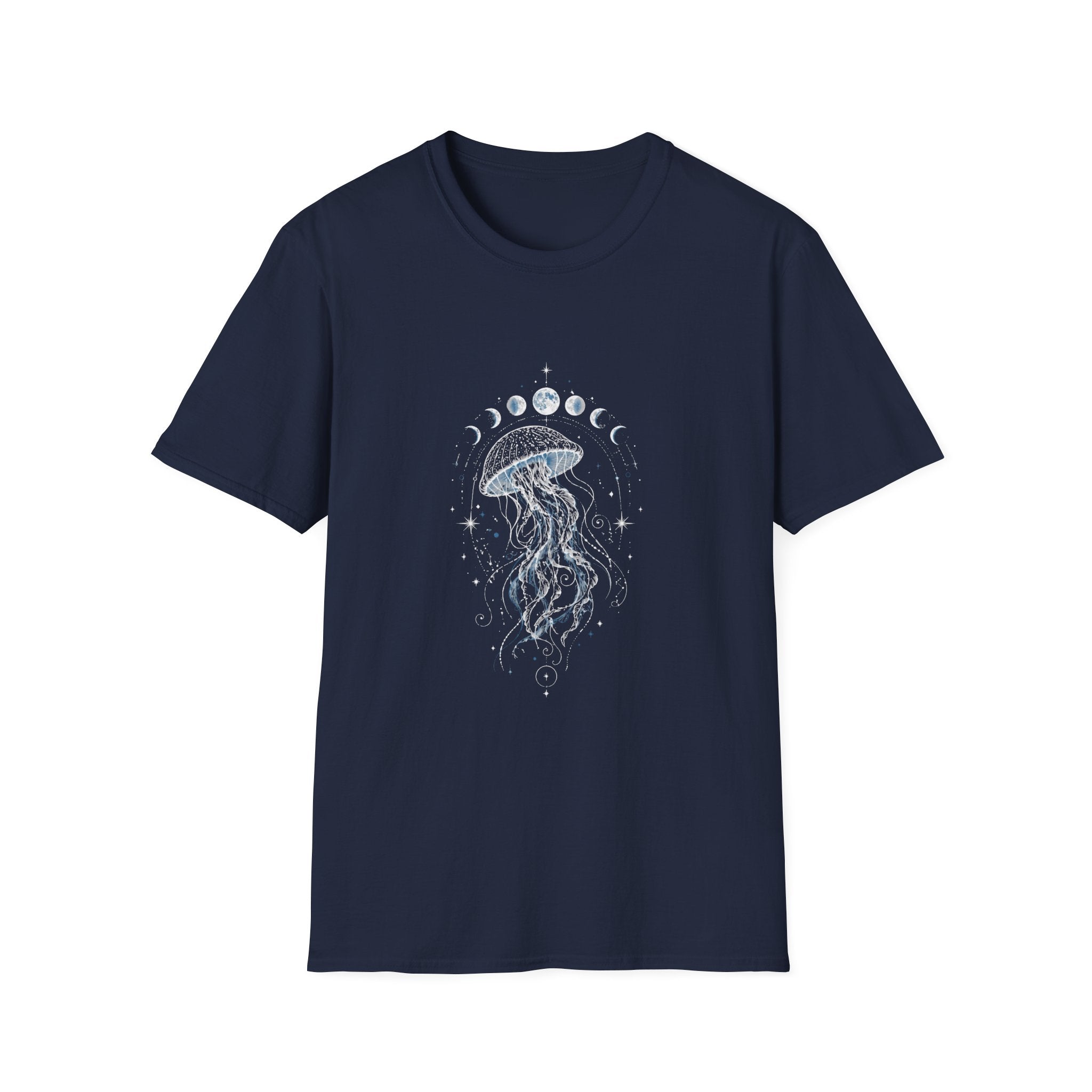 Moon Phase Jellyfish T-Shirt - Celestial Ocean Graphic Tee