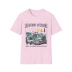 Outer Banks Life Offshore T-Shirt — Coastal Fishing Boat & Lighthouse Tee