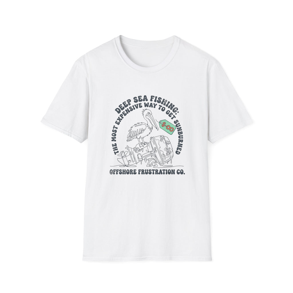 Fishing T-Shirt — “Deep Sea Fishing: The Most Expensive Way to Get Sunburned” Vintage Offshore Graphic