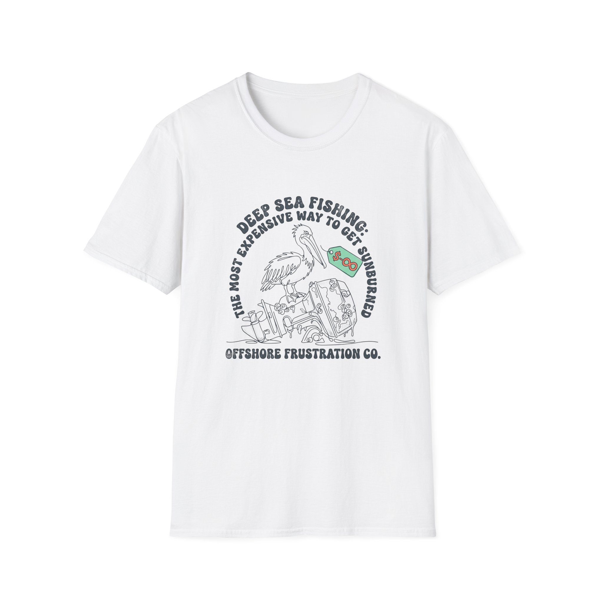 Fishing T-Shirt — “Deep Sea Fishing: The Most Expensive Way to Get Sunburned” Vintage Offshore Graphic
