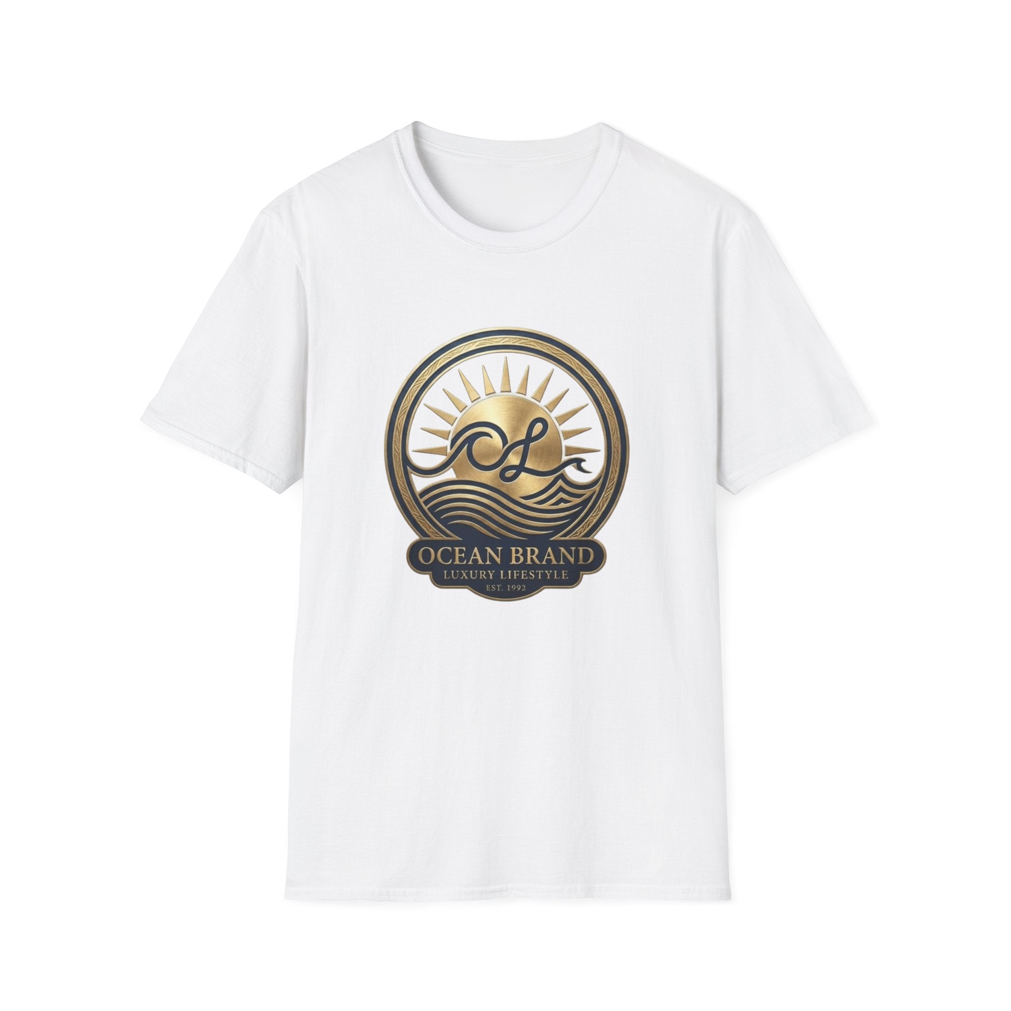 Ocean Brand Vintage Logo T-Shirt — Nautical Sun & Waves Graphic