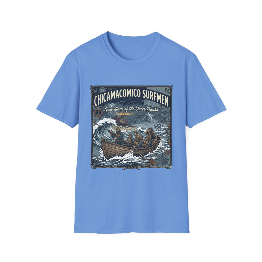 Chicamacomico Surfmen T-Shirt — "Guardians of the Outer Banks" Vintage Surf Rescue Tee