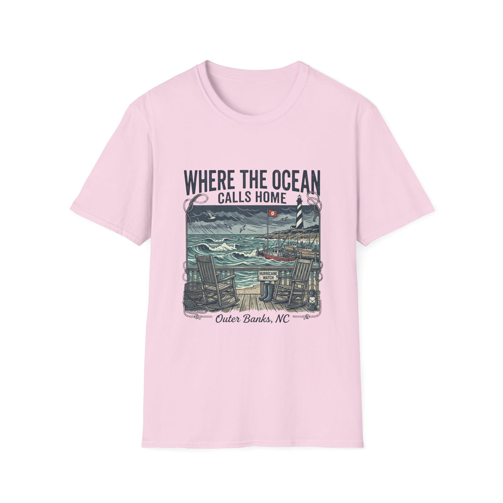 Where the Ocean Calls Home T‑Shirt — Coastal Lighthouse Graphic Tee (Outer Banks)