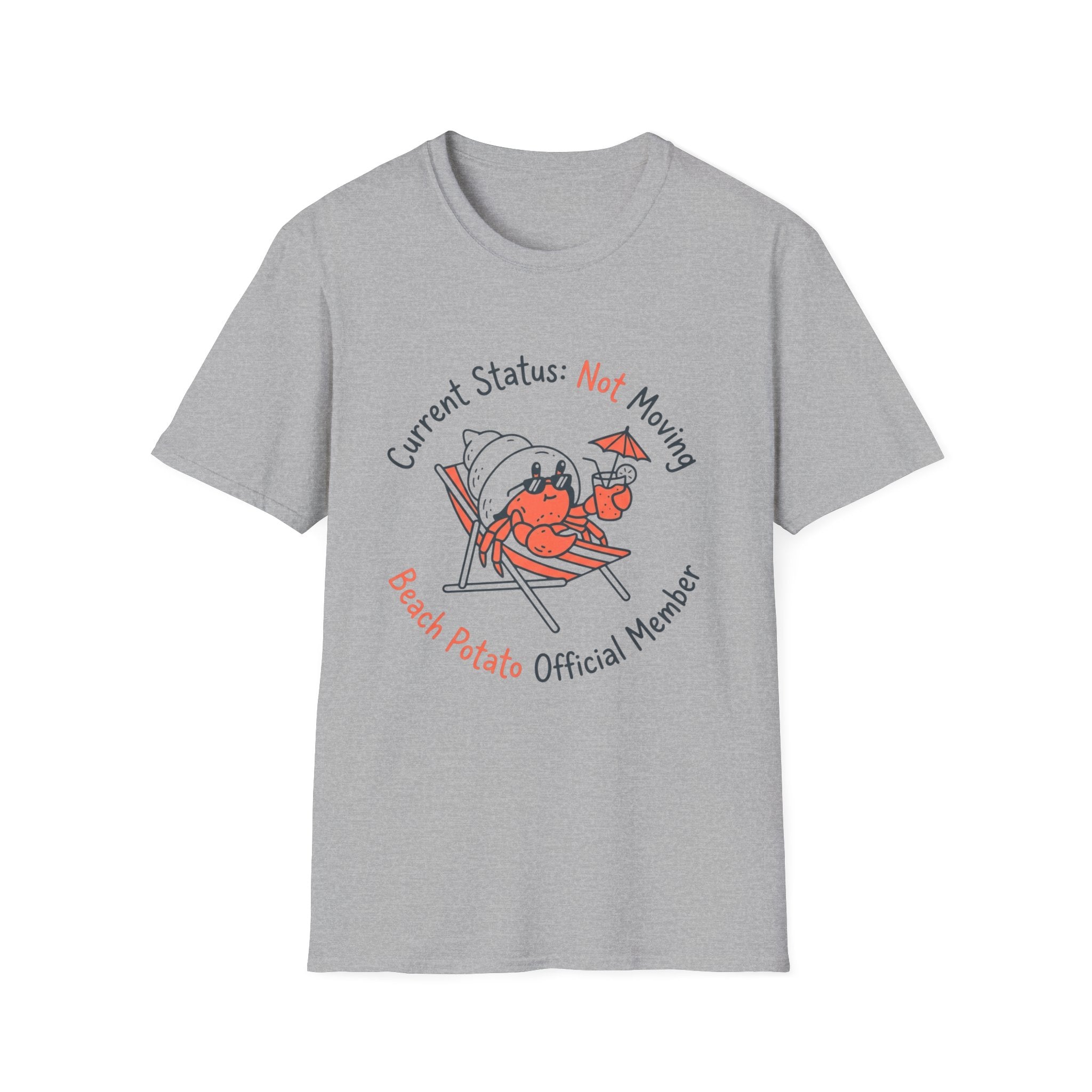 Beach Potato T-Shirt – “Current Status: Not Moving” Relaxed Summer Tee