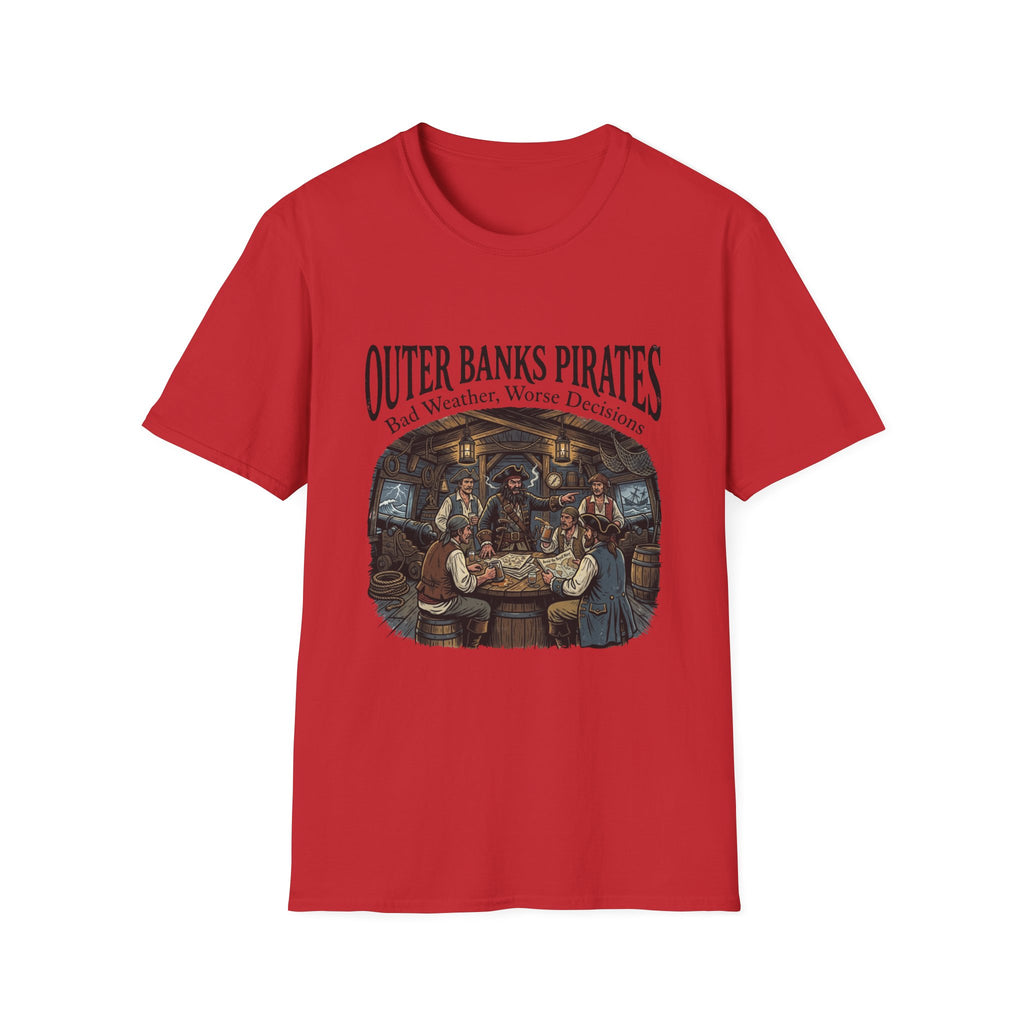 Outer Banks Pirates T-Shirt — "Bad Weather, Worse Decisions" Nautical Pirate Crew Tee