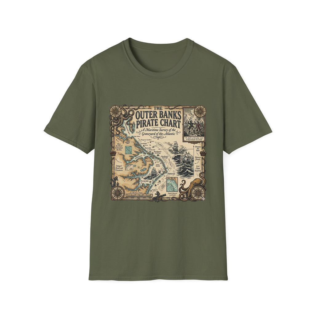 Outer Banks Pirate Map T-Shirt — Vintage Nautical Treasure Chart Tee