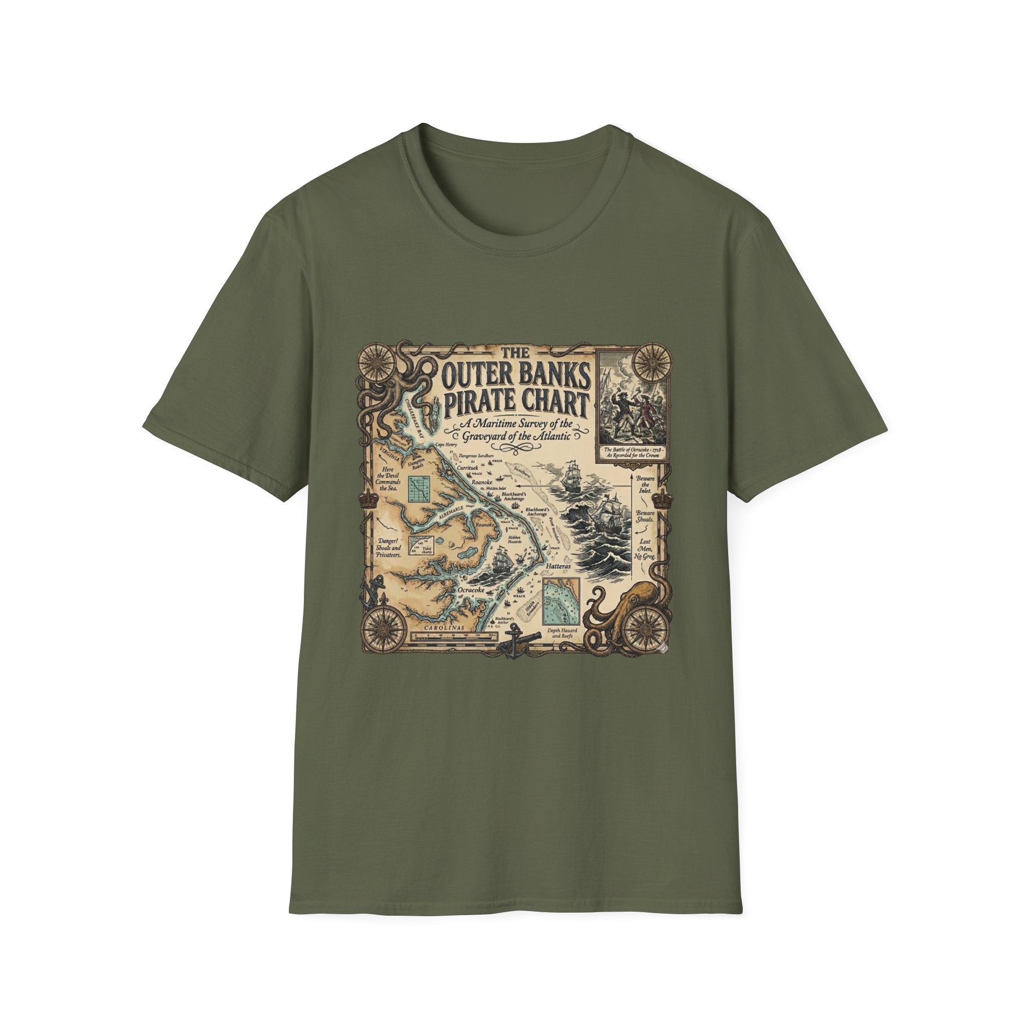 Outer Banks Pirate Map T-Shirt — Vintage Nautical Treasure Chart Tee