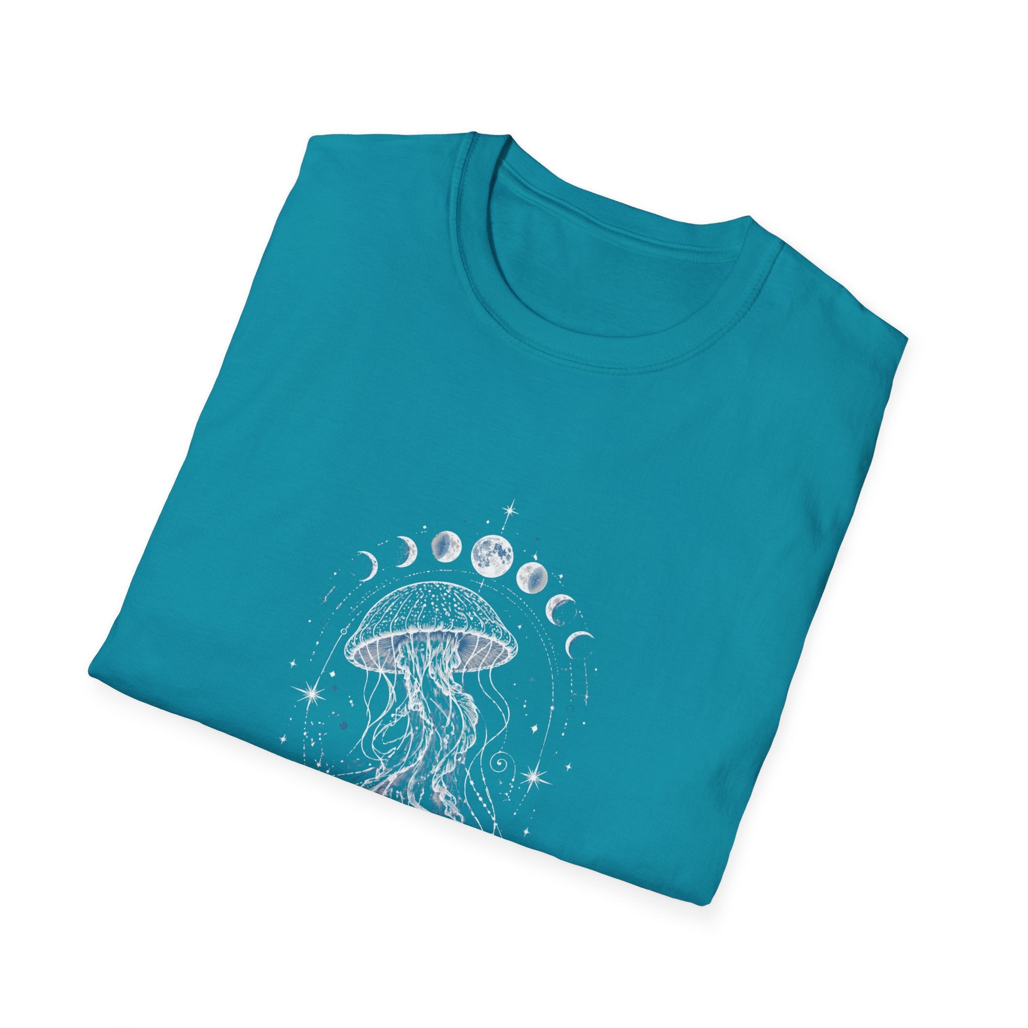 Moon Phase Jellyfish T-Shirt - Celestial Ocean Graphic Tee